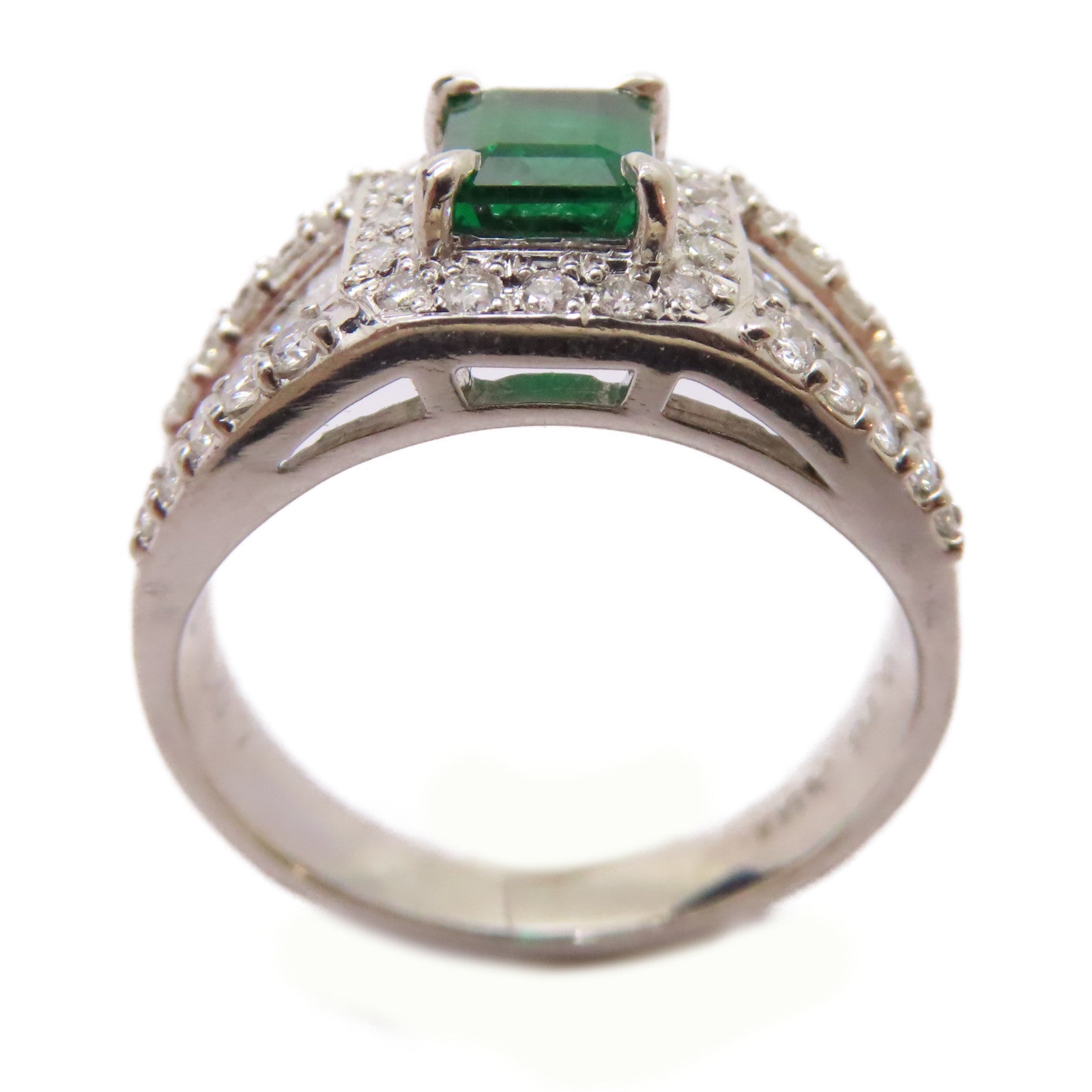 JEWELRY PT900鉑金Emerald/Diamond Ring 0.76ct綠寶石/0.71ct鑽石戒指US#6