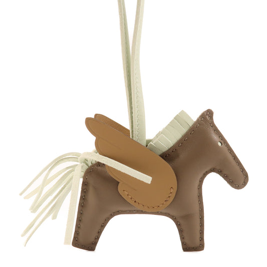 HERMES Milo/Swift皮革Rodeo Pegase PM掛飾Etoupe/Biscuit