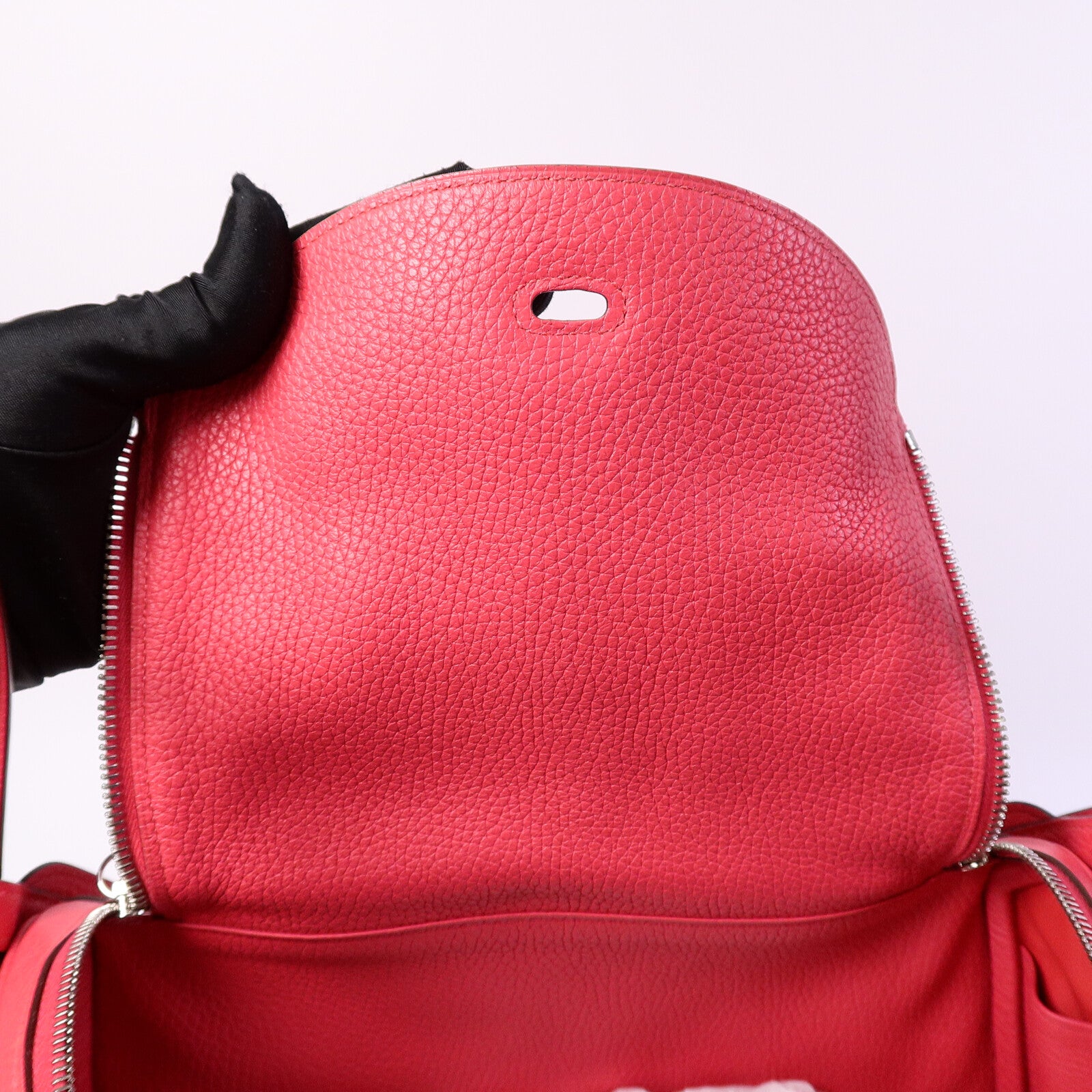 HERMES Clemence皮革Lindy 30肩背袋Rose Extreme