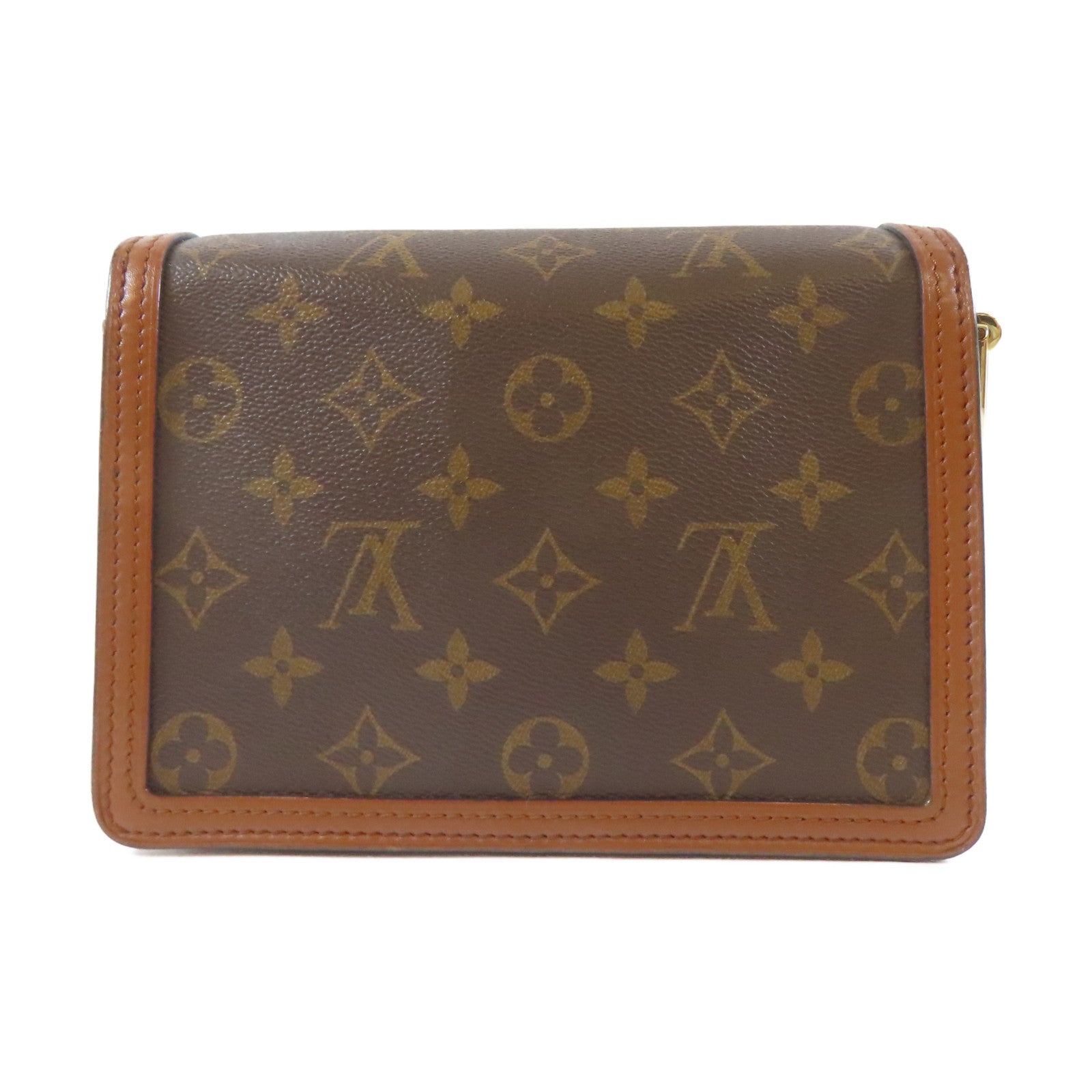 LOUIS VUITTON Monogram Reverse Dauphine金扣肩背袋啡色