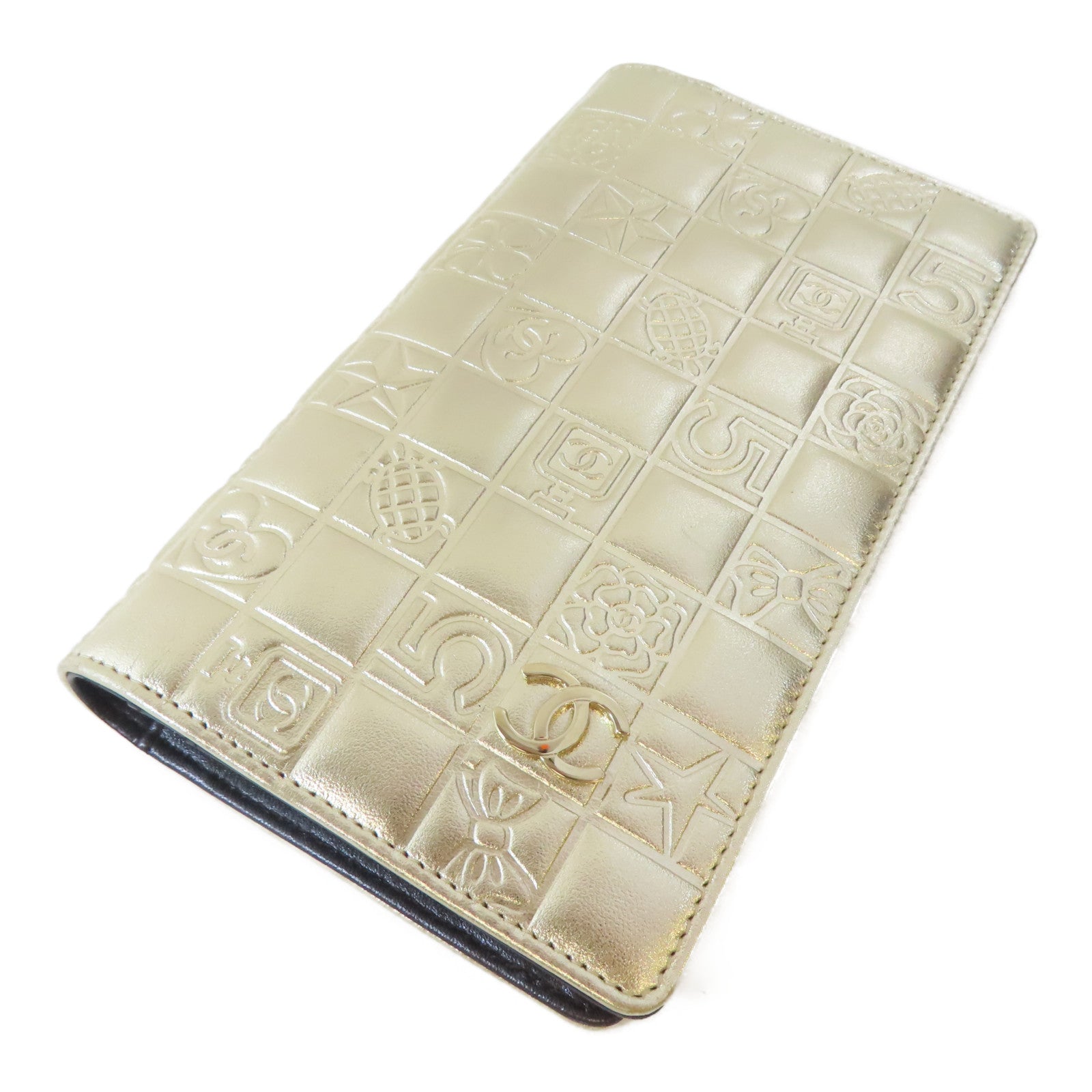 CHANEL 【激減優惠】羊皮皮革Long Wallet金扣長錢包金色