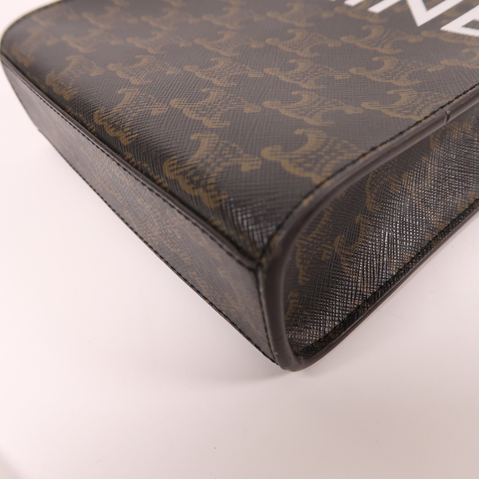 CELINE 塗層帆布Triomphe Cabas Mini金扣手挽肩背兩用袋啡色