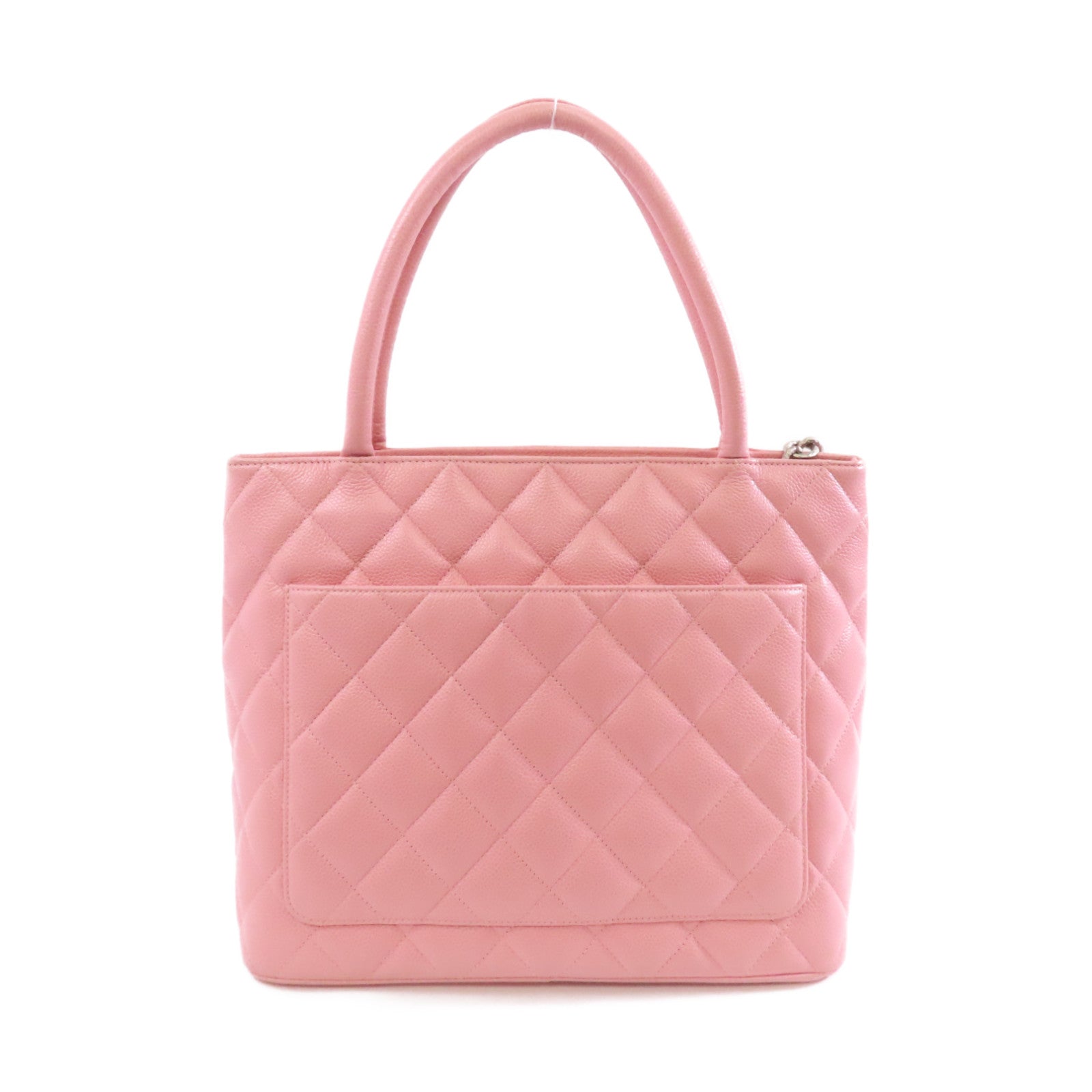 CHANEL 菱格Caviar皮革Tote Bag金扣手挽袋粉紅色
