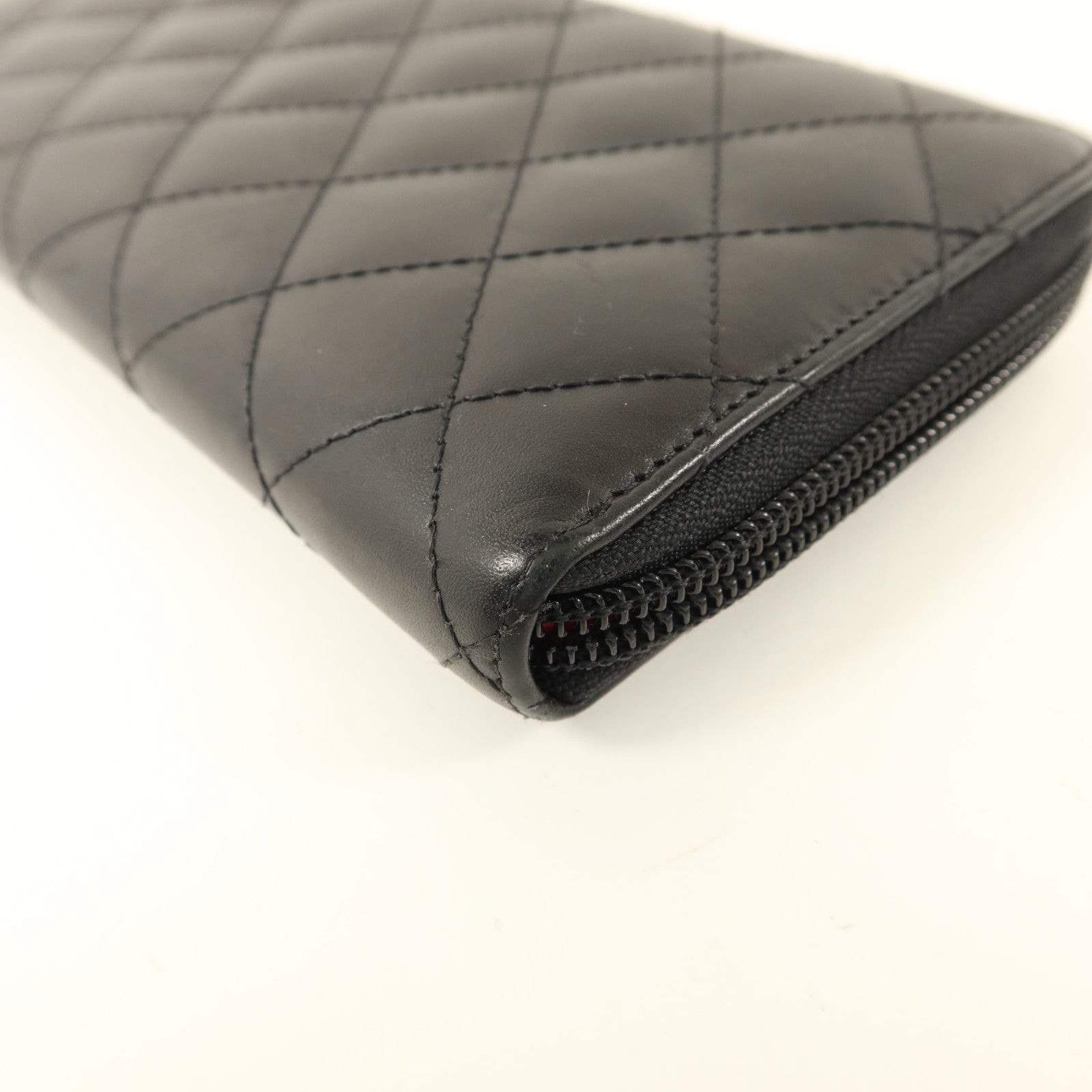 CHANEL 牛皮皮革Cambon Long Round Wallet銀扣長錢包