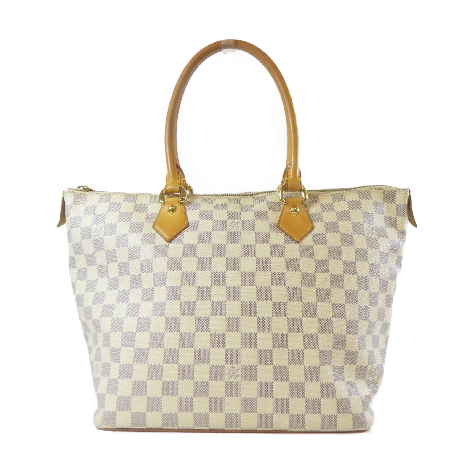LOUIS VUITTON 【激減優惠】Damier Azur Saleya MM金扣肩背袋白色