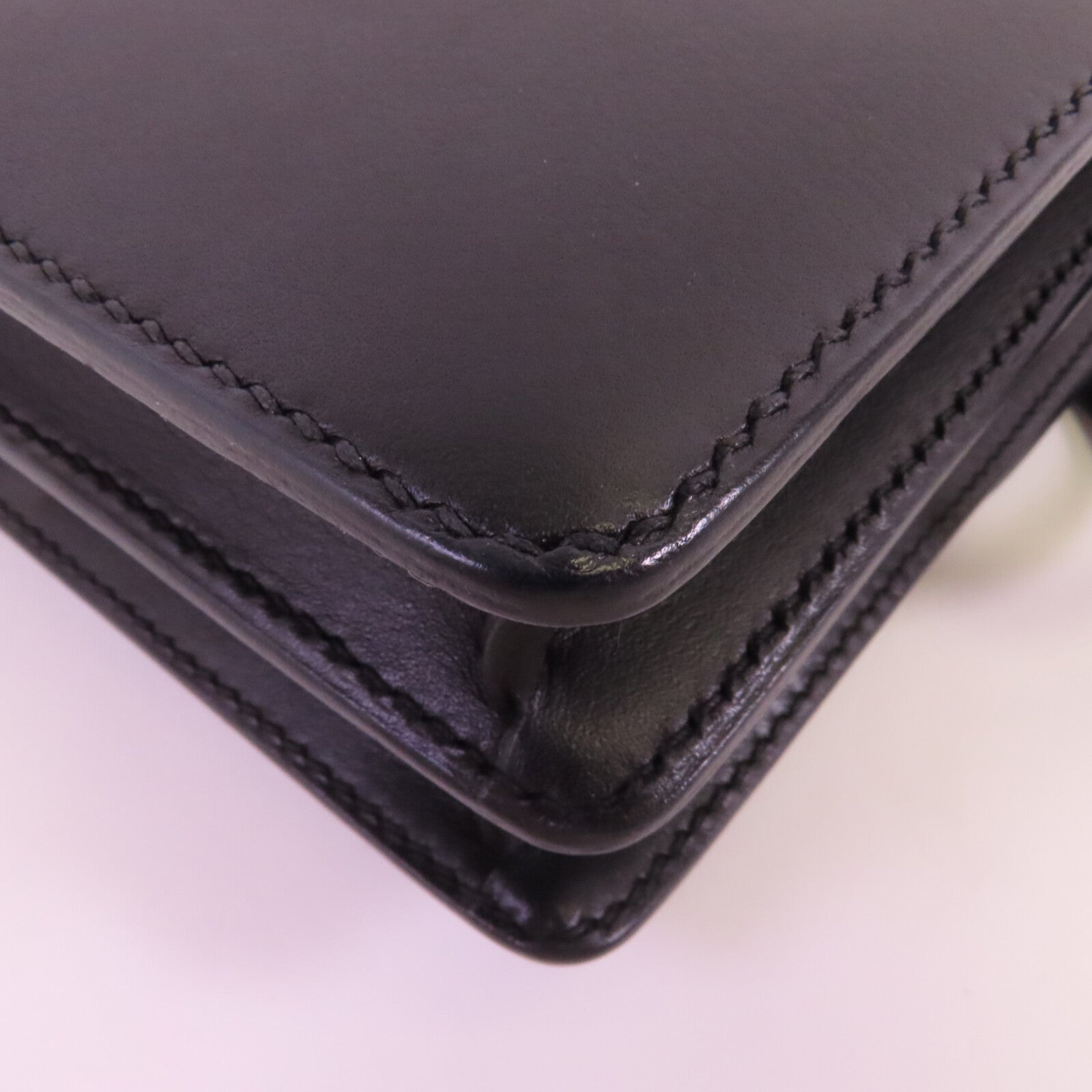 HERMES Allegro皮革Roulis Mini金扣肩背袋Noir
