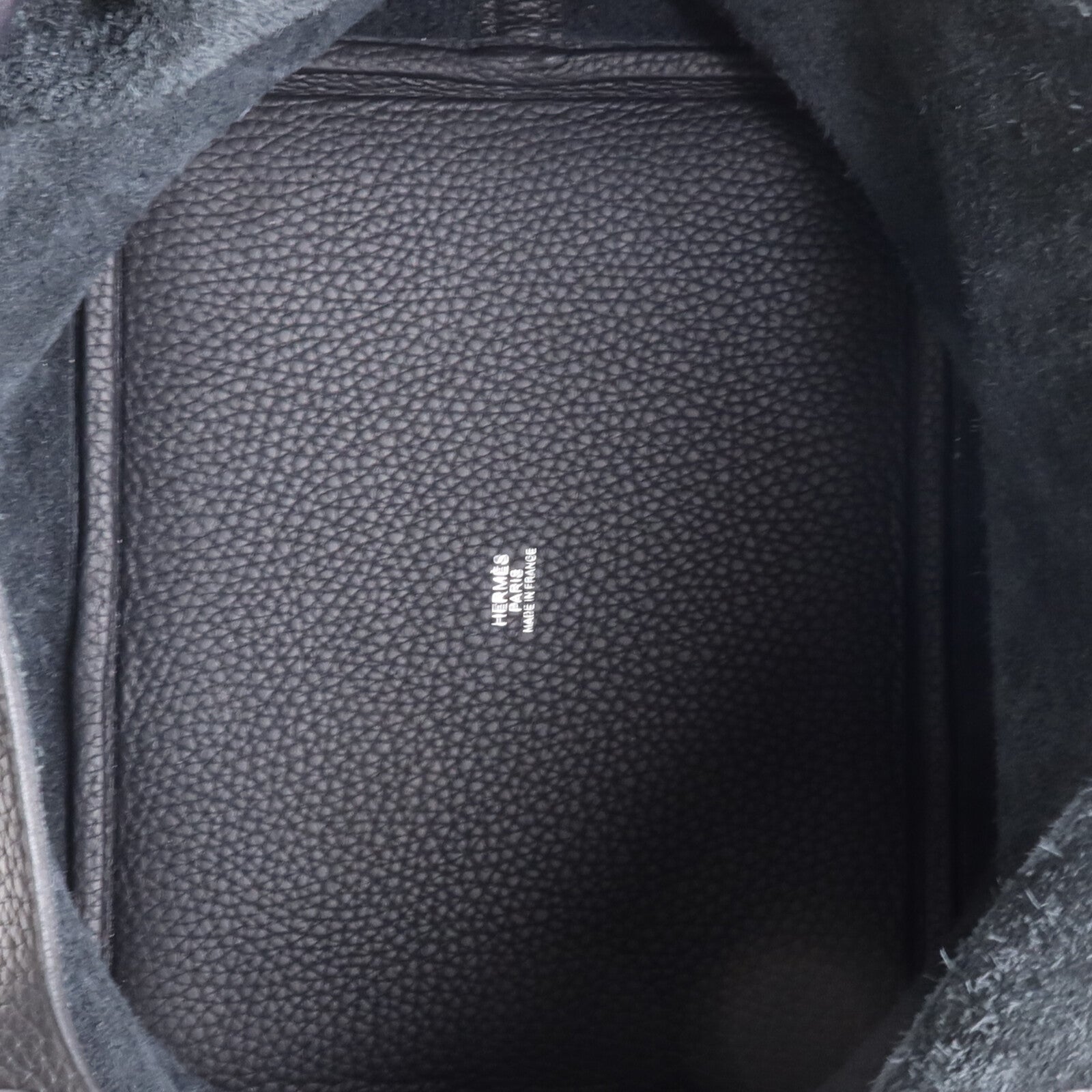 HERMES Clemence皮革Picotin MM銀扣手挽袋Noir