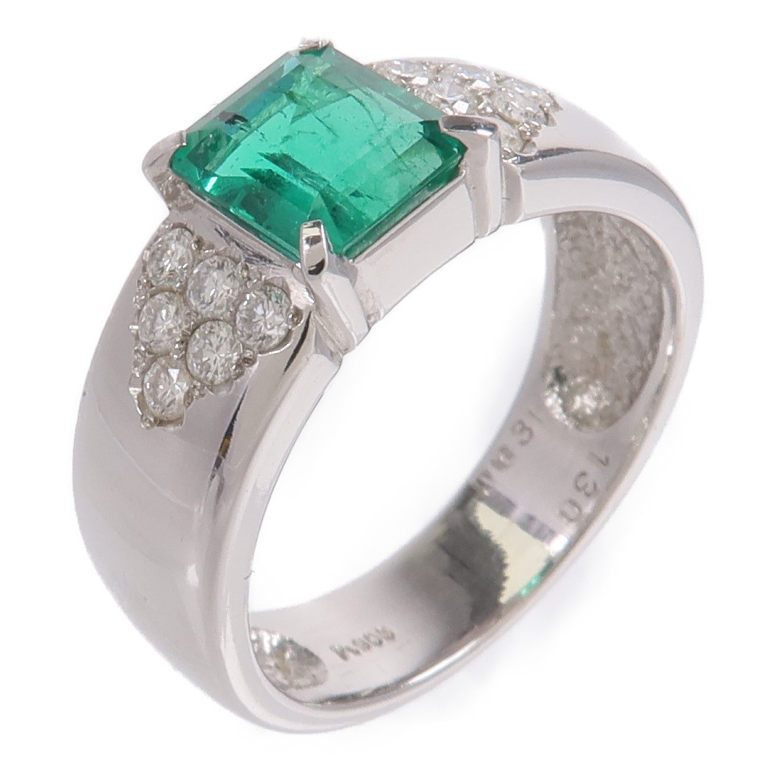 JEWELRY PT900鉑金Emerald Diamond Ring綠寶石/鑽石戒指