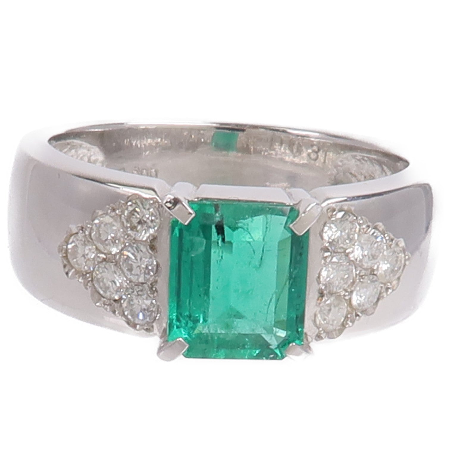 JEWELRY PT900鉑金Emerald Diamond Ring綠寶石/鑽石戒指