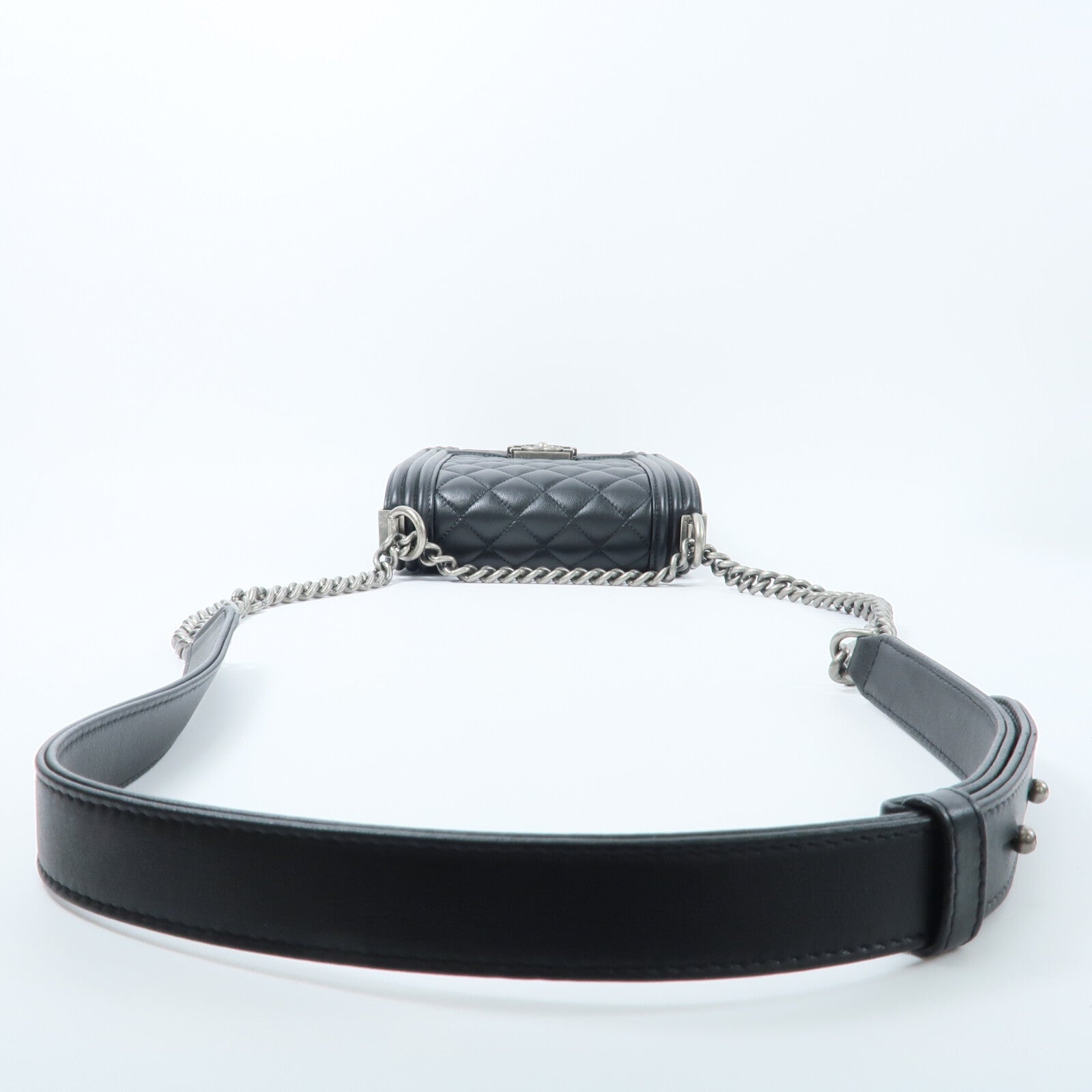 CHANEL 牛皮皮革North South Boy鏈帶肩背袋