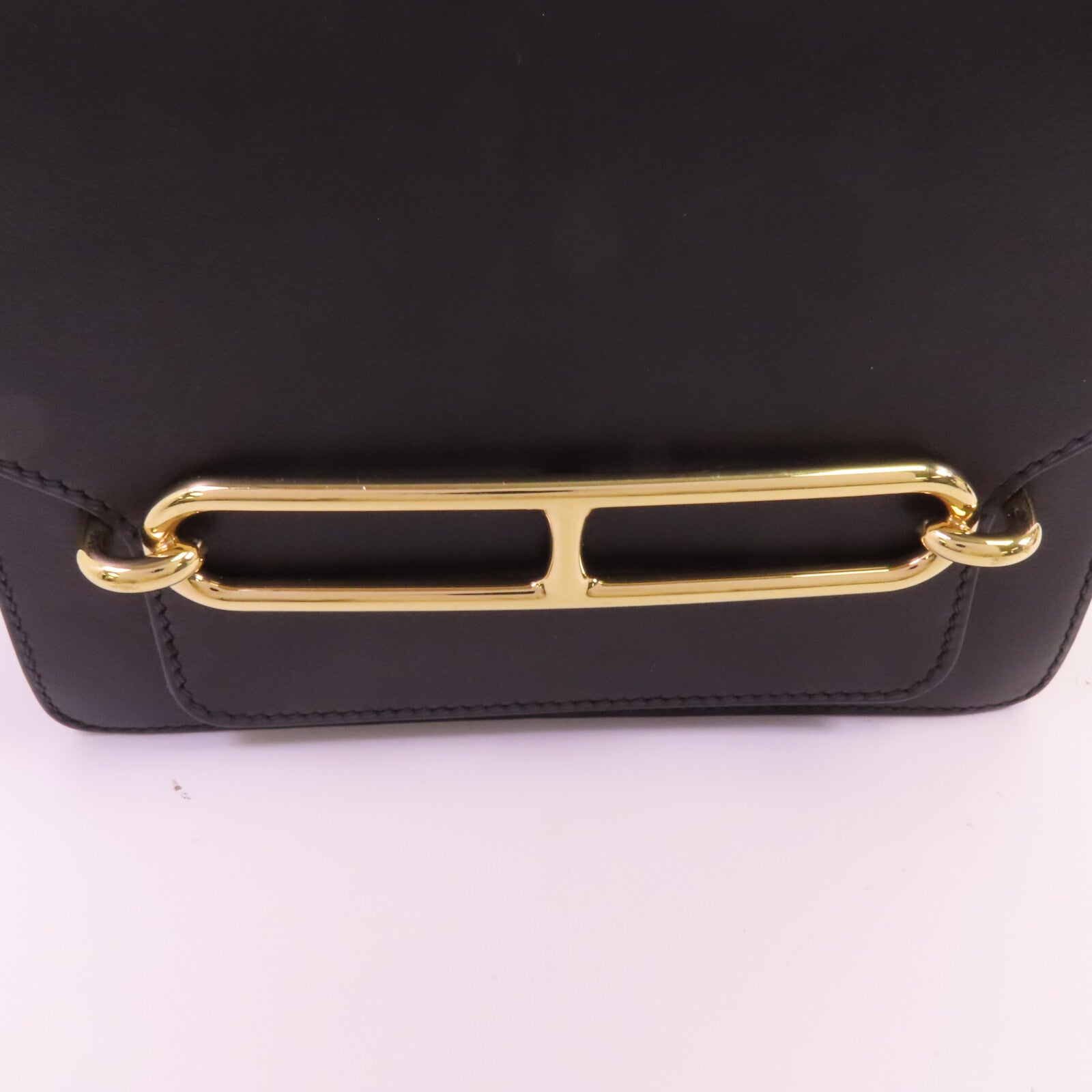 HERMES Allegro皮革Roulis Mini金扣肩背袋Noir