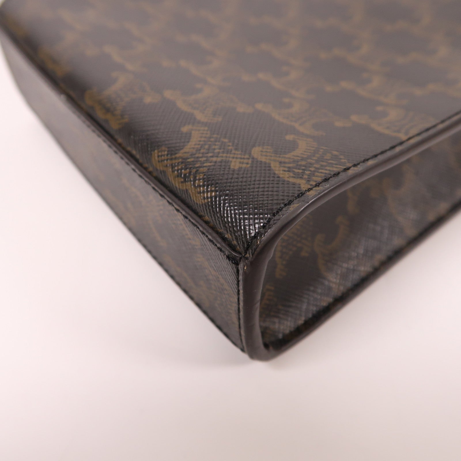 CELINE 塗層帆布Triomphe Cabas Mini金扣手挽肩背兩用袋啡色