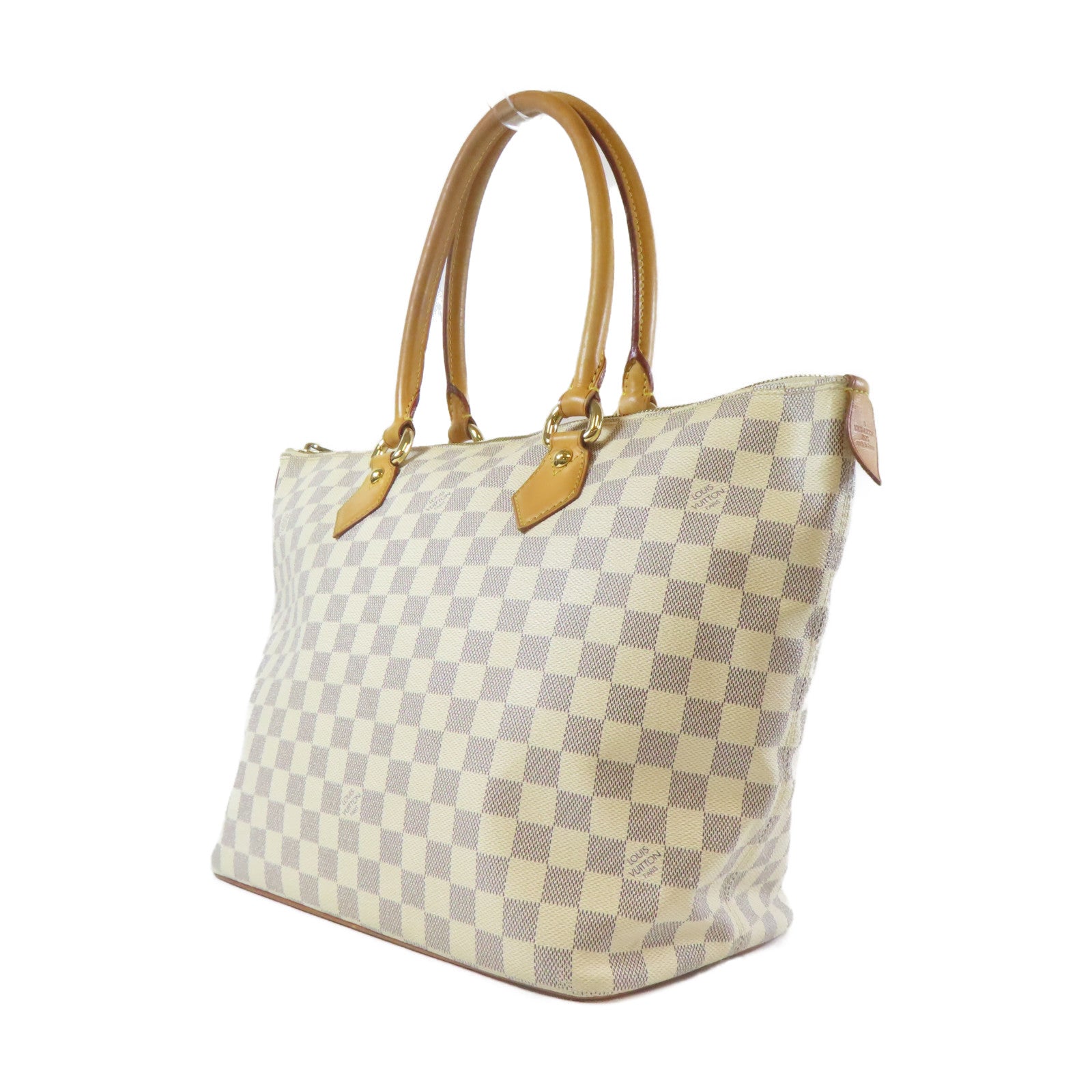 LOUIS VUITTON 【激減優惠】Damier Azur Saleya MM金扣肩背袋白色