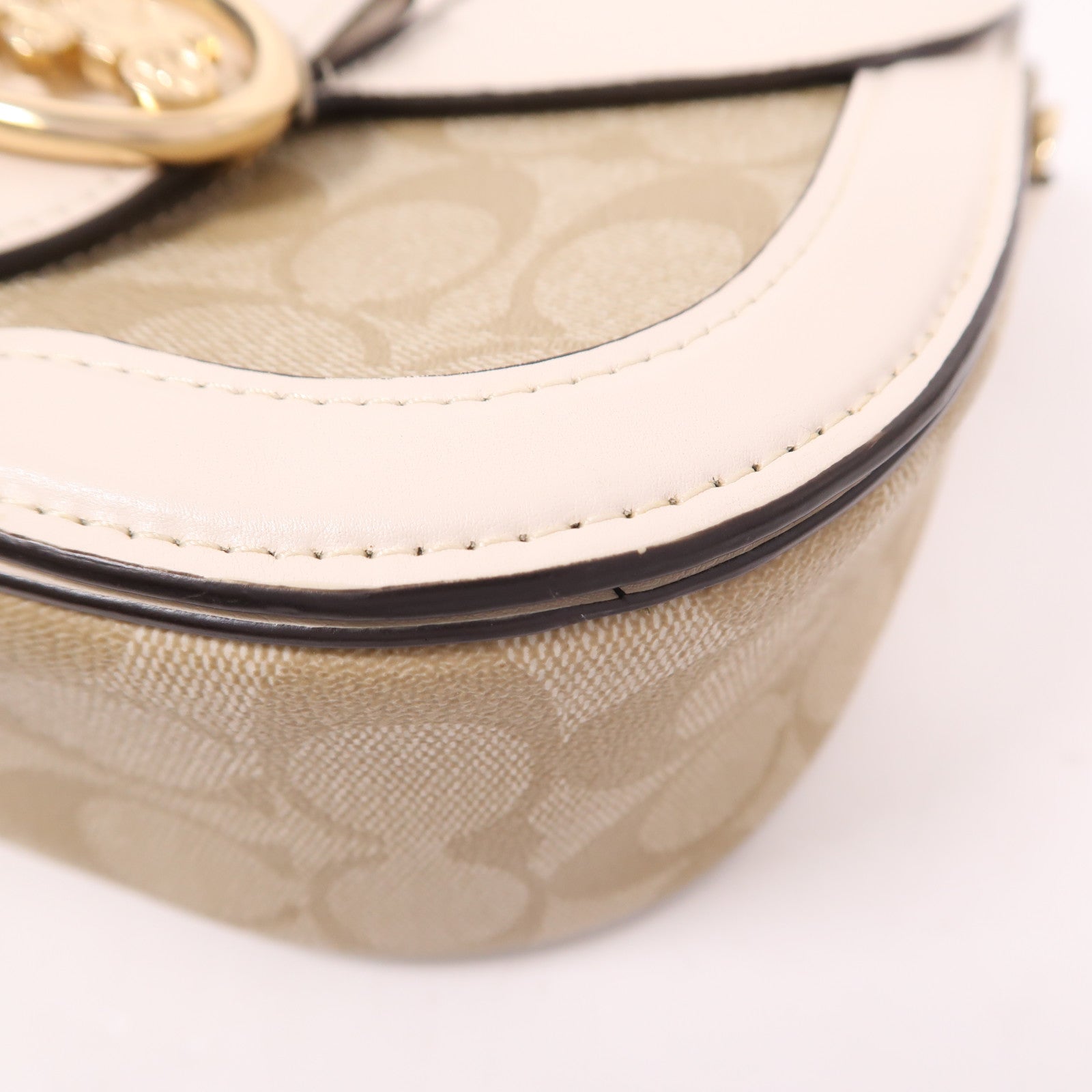 COACH 塗層帆布Georgie Saddle Bag金扣肩背袋