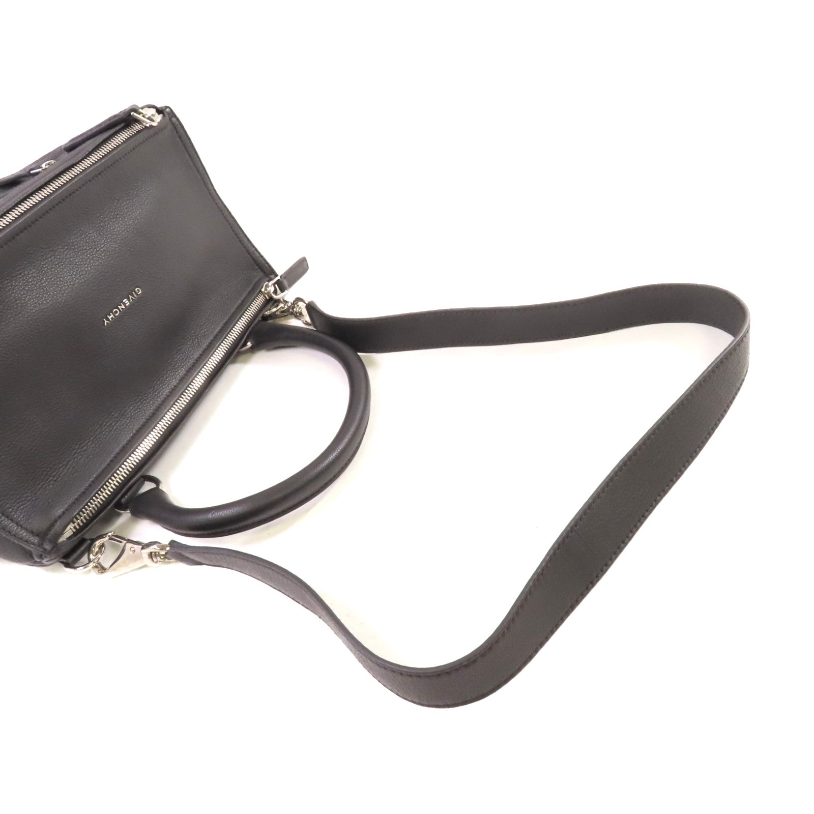 GIVENCHY 【激減優惠】牛皮皮革Pandora 2Way Shoulder Bag銀扣手挽肩背袋兩用袋黑色