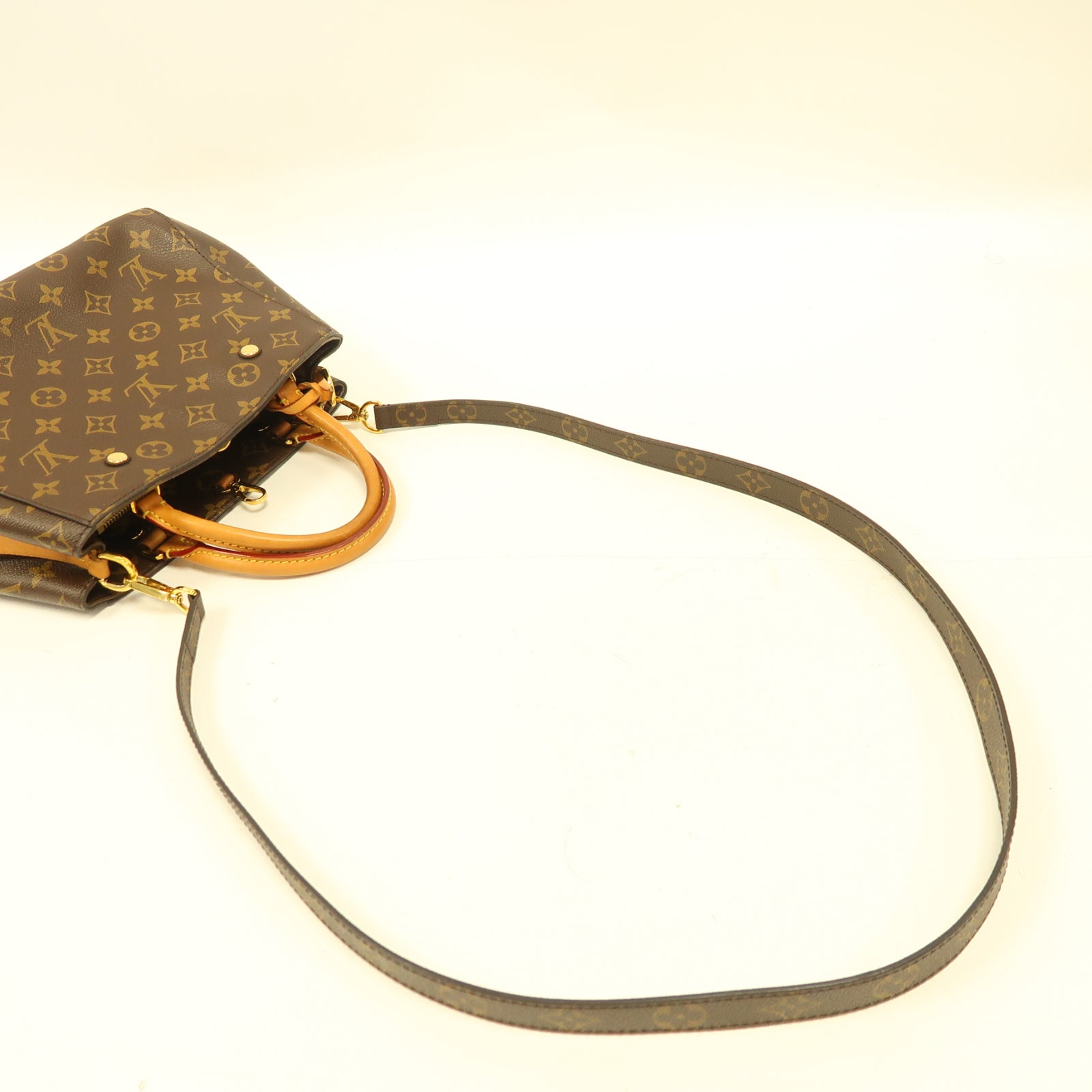 LOUIS VUITTON Monogram Montaigne BB金扣手挽肩背兩用袋啡色