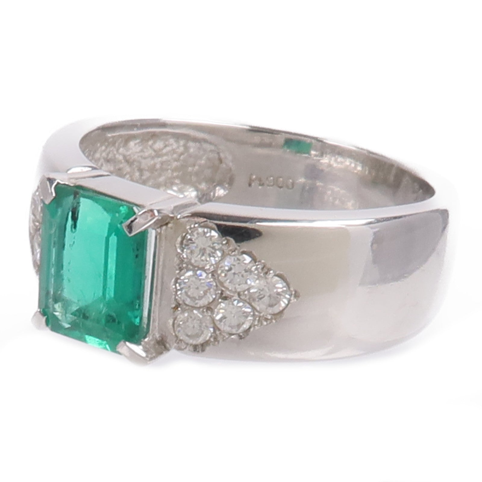 JEWELRY PT900鉑金Emerald Diamond Ring綠寶石/鑽石戒指