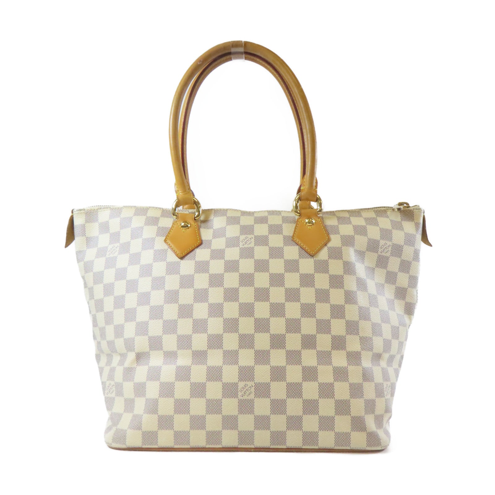 LOUIS VUITTON 【激減優惠】Damier Azur Saleya MM金扣肩背袋白色
