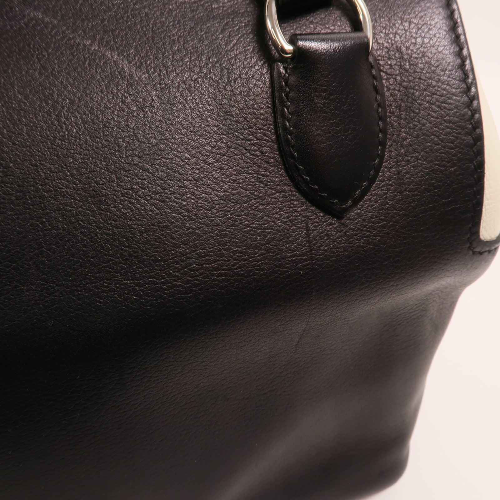 HERMES Evercolor皮革Toolbox 20銀扣手挽肩背兩用袋Blanc/Noir/Jaune Poussin