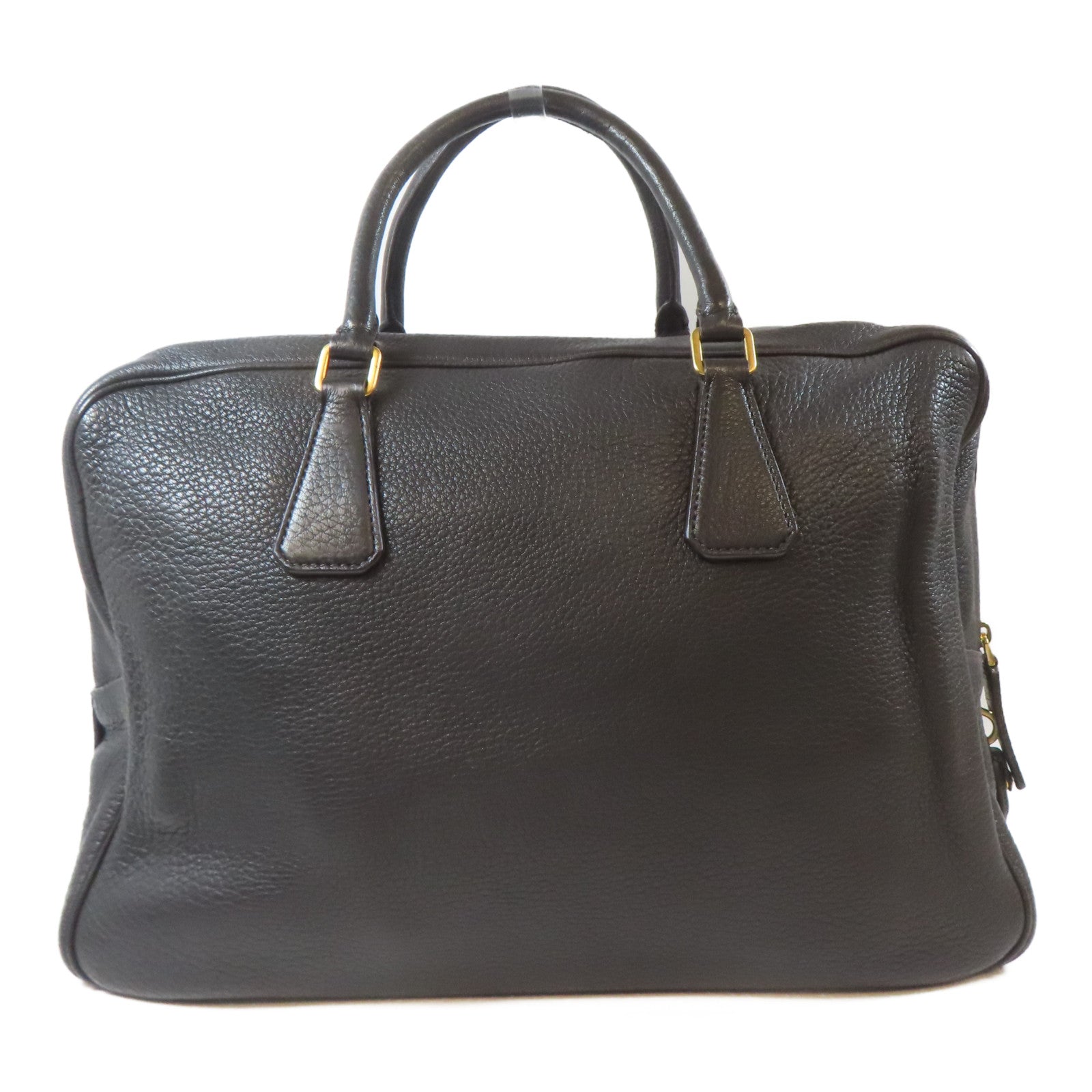 PRADA 牛皮皮革Hand Bag金扣手挽袋啡色