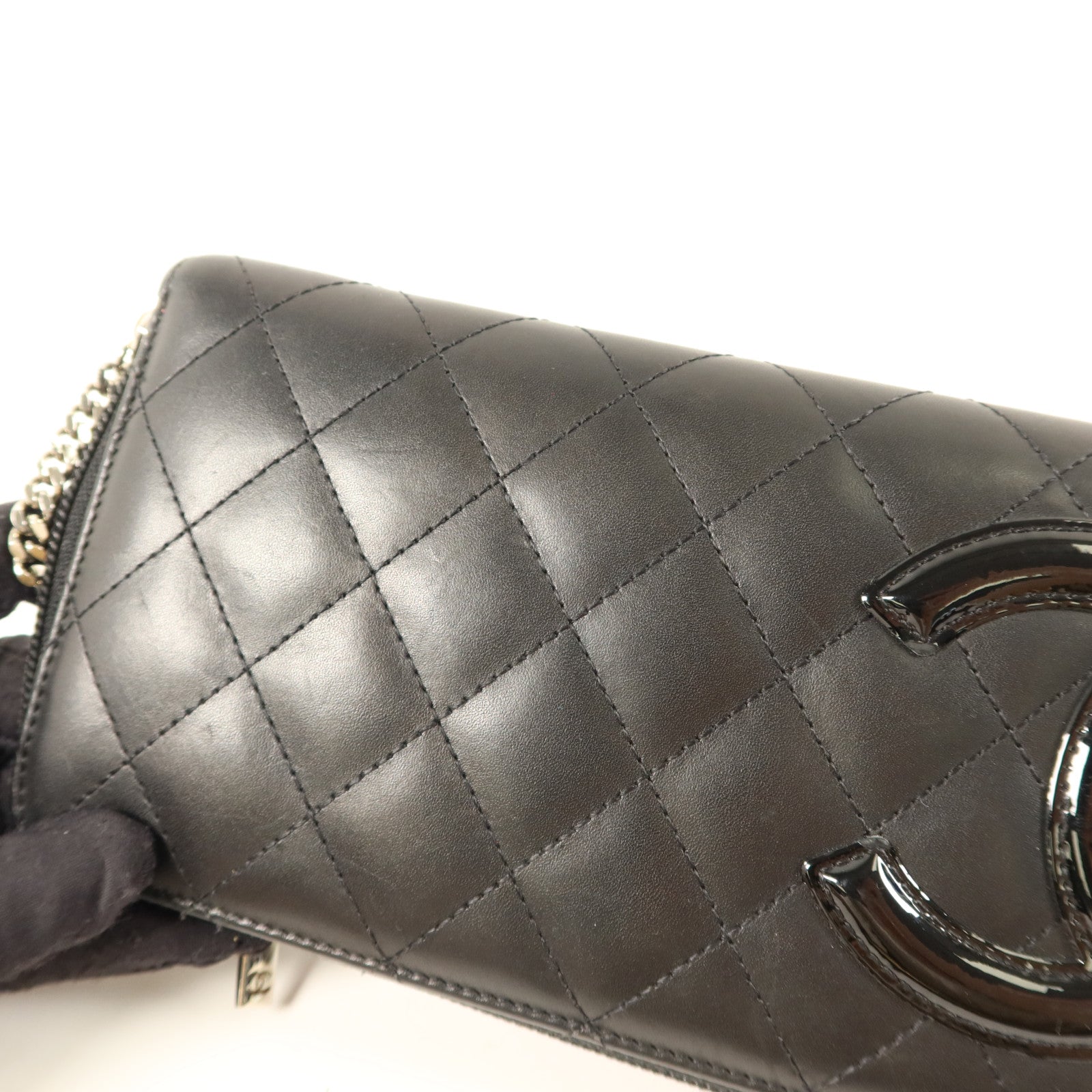 CHANEL 牛皮皮革Cambon Long Round Wallet銀扣長錢包
