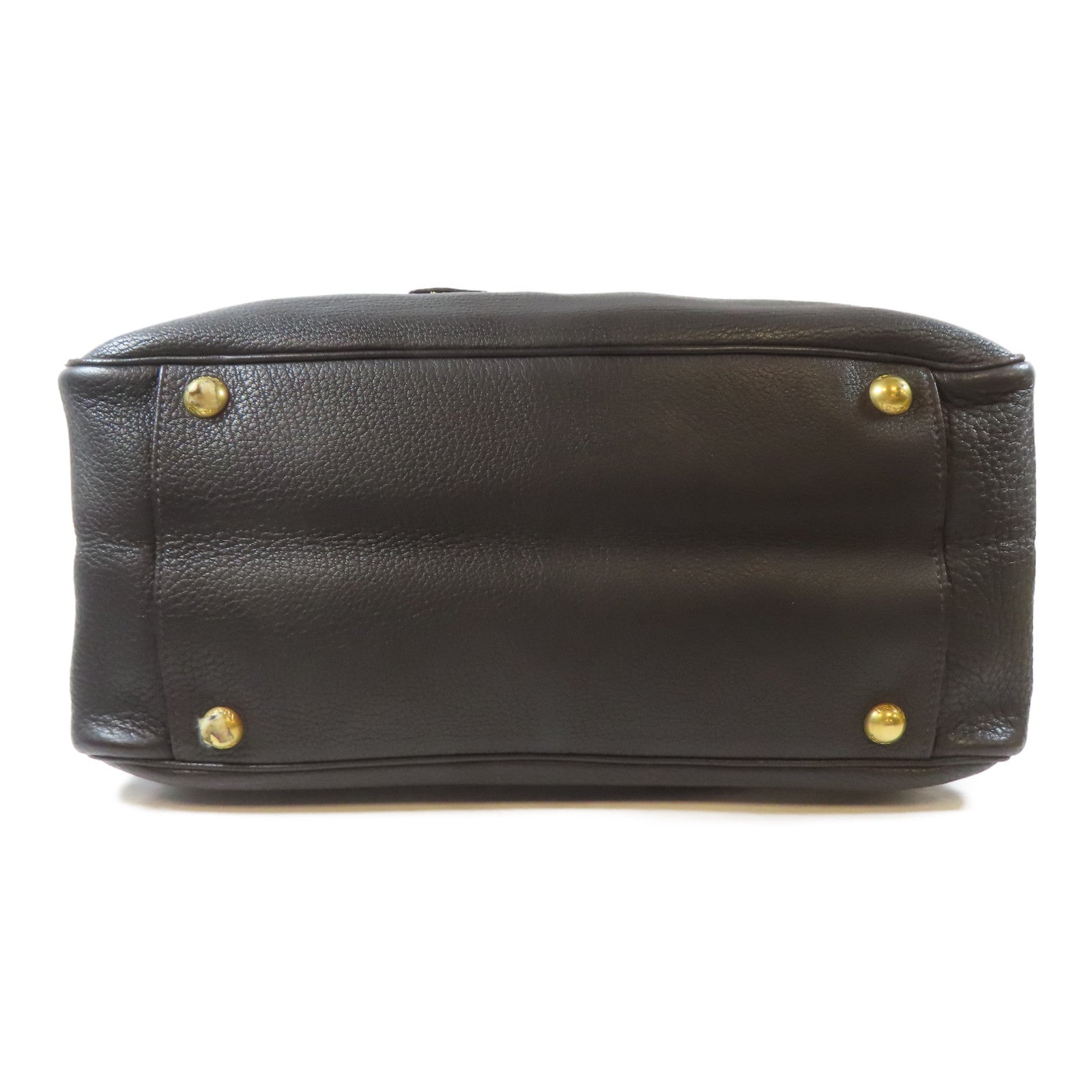 PRADA 牛皮皮革Hand Bag金扣手挽袋啡色