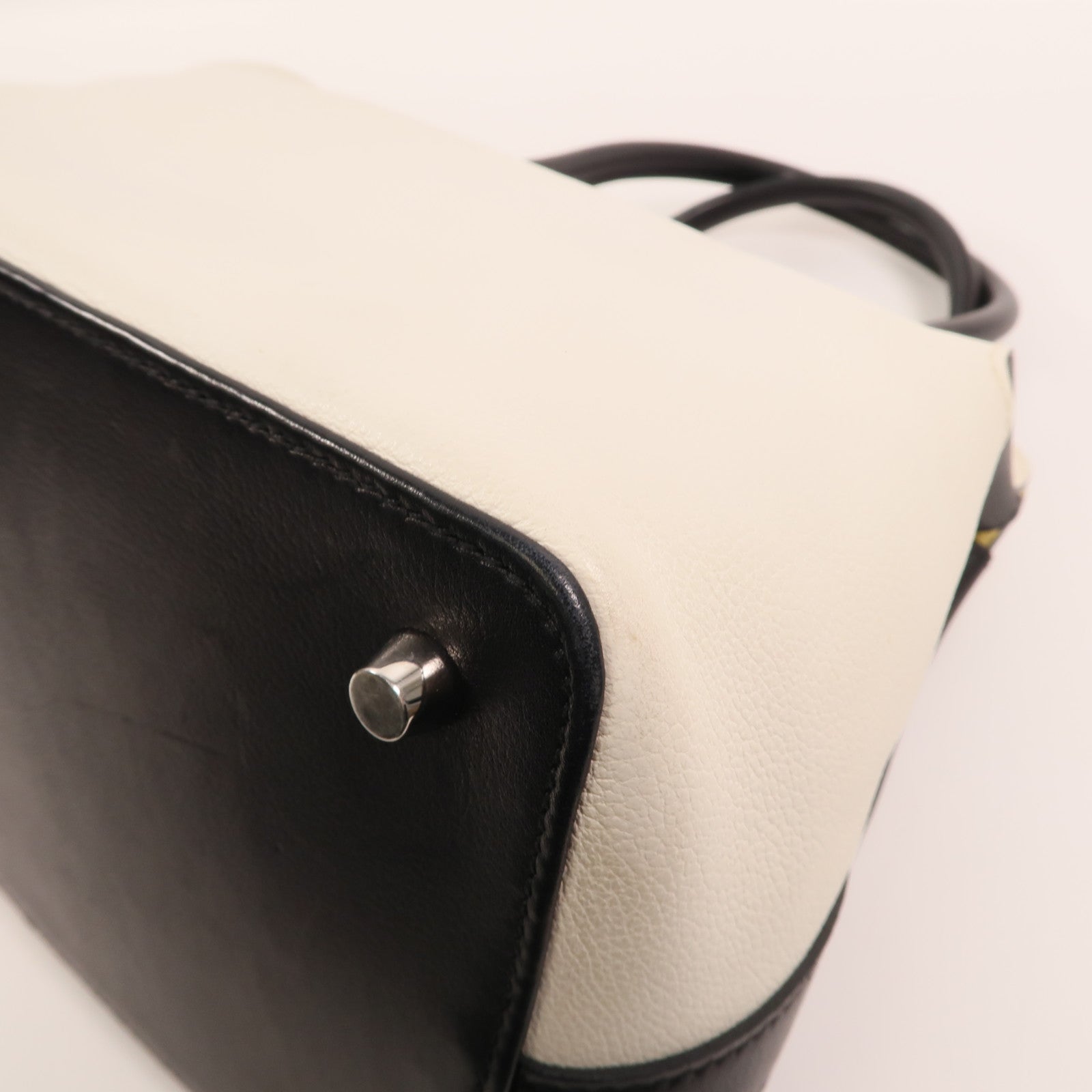 HERMES Evercolor皮革Toolbox 20銀扣手挽肩背兩用袋Blanc/Noir/Jaune Poussin