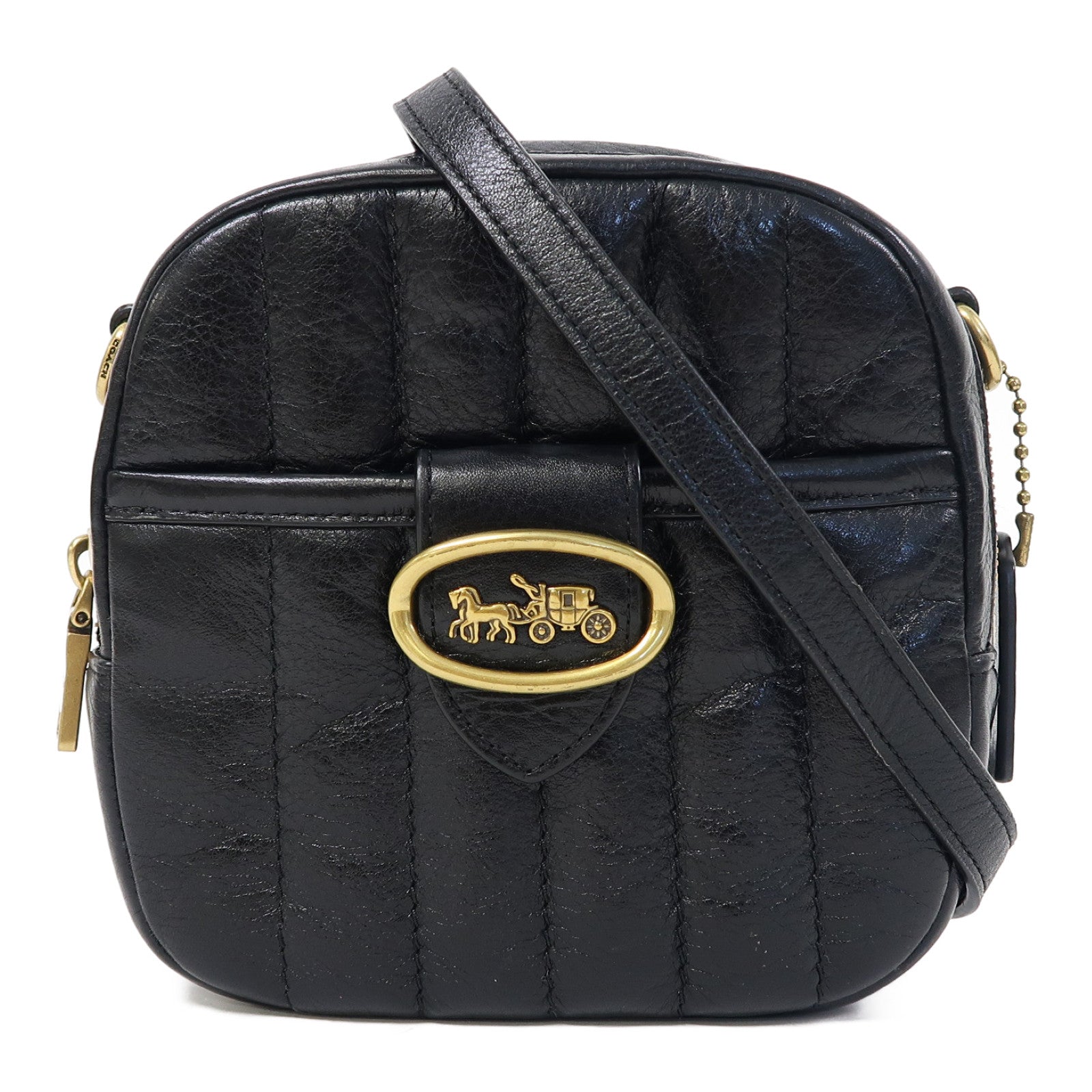 COACH 牛皮皮革Shoulder Bag金扣肩背袋黑色