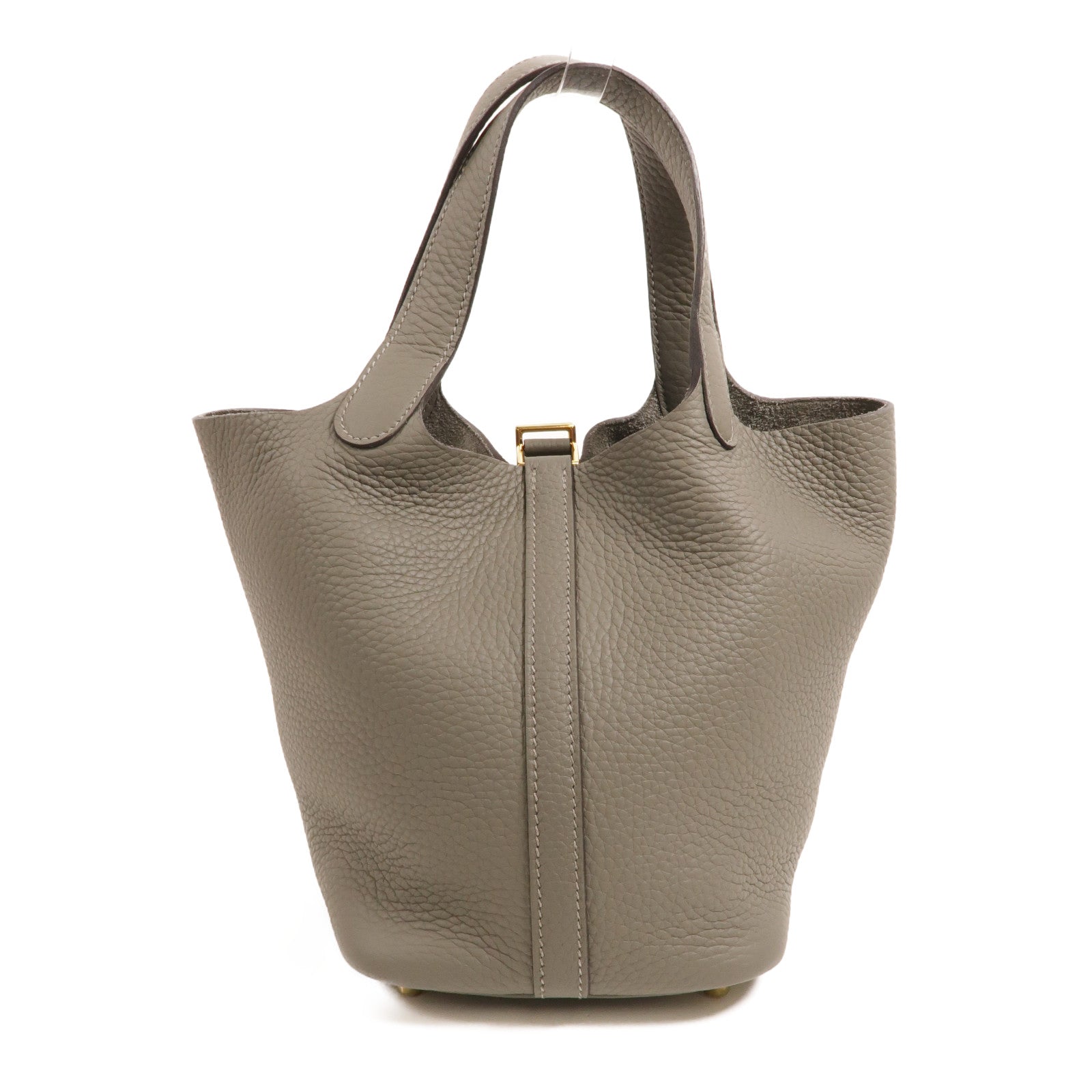 HERMES Clemence皮革Picotin PM手挽袋Gris Meyer