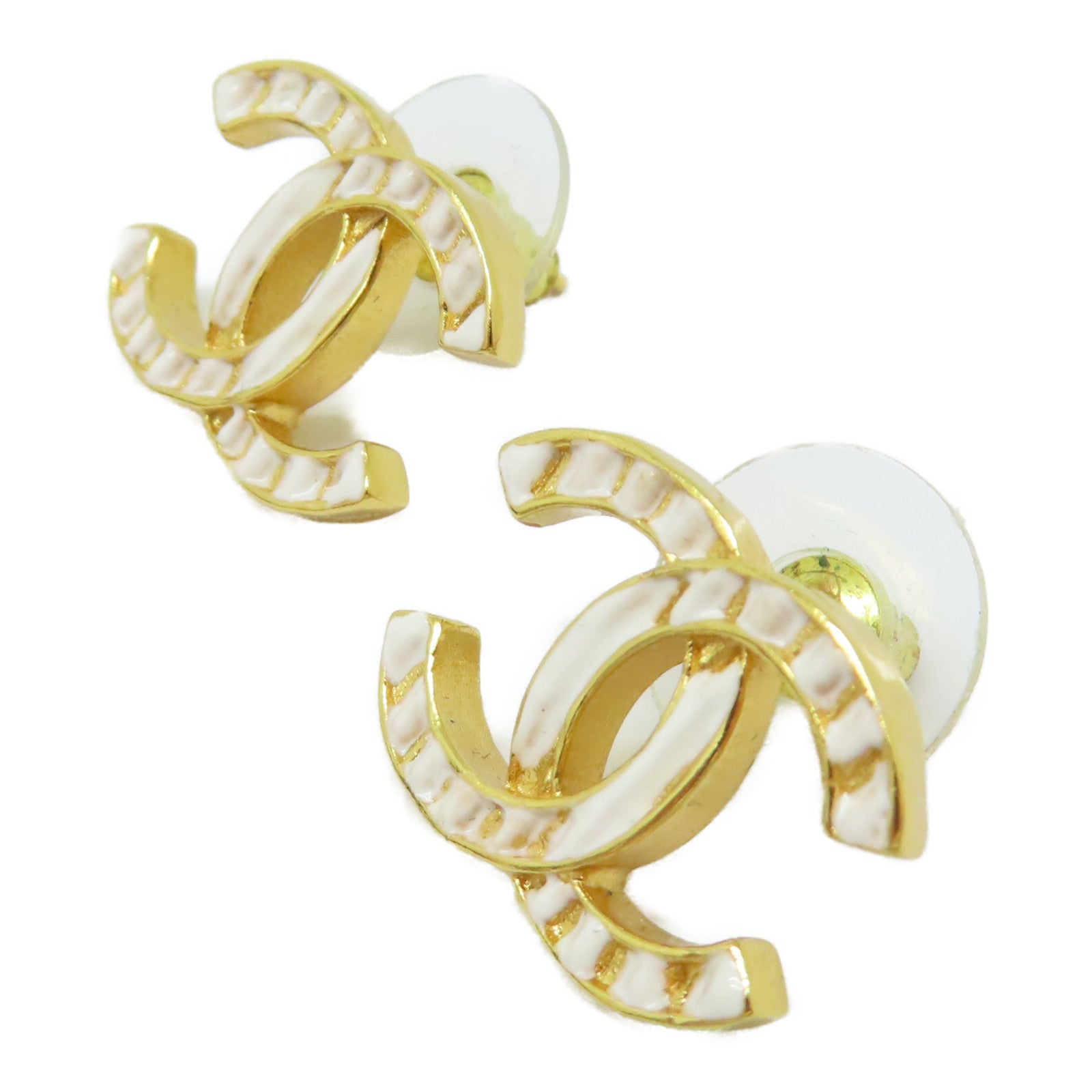 CHANEL 金屬Earrings耳環金色/白色