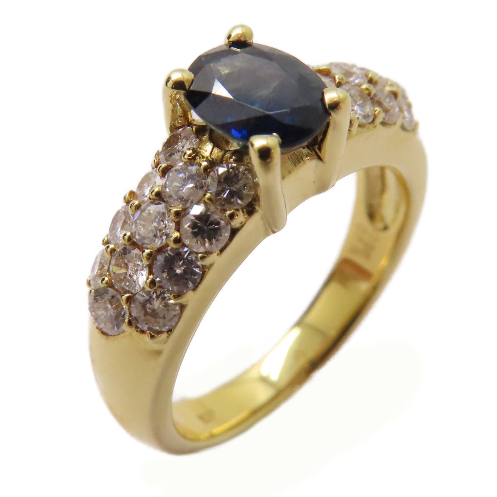 JEWELRY 18K黃金Sapphire Diamond Ring 0.96ct藍寶石/0.78ct鑽石戒指US#6.5