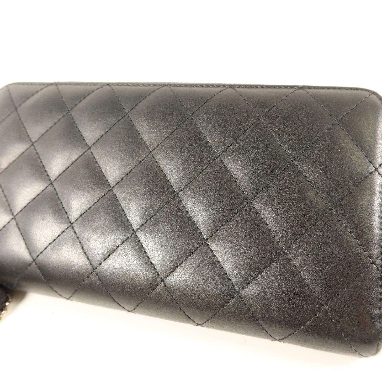 CHANEL 牛皮皮革Cambon Long Round Wallet銀扣長錢包