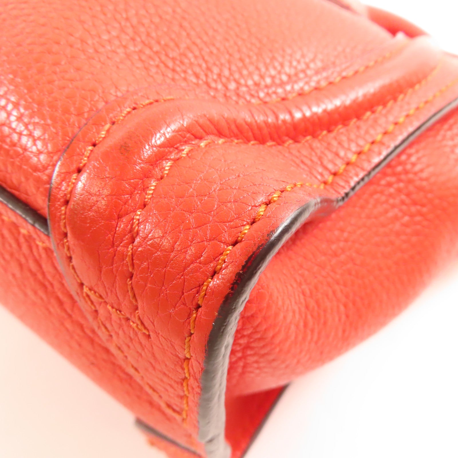 CELINE 牛皮皮革Nano Luggage銀扣手挽肩背兩用袋紅色