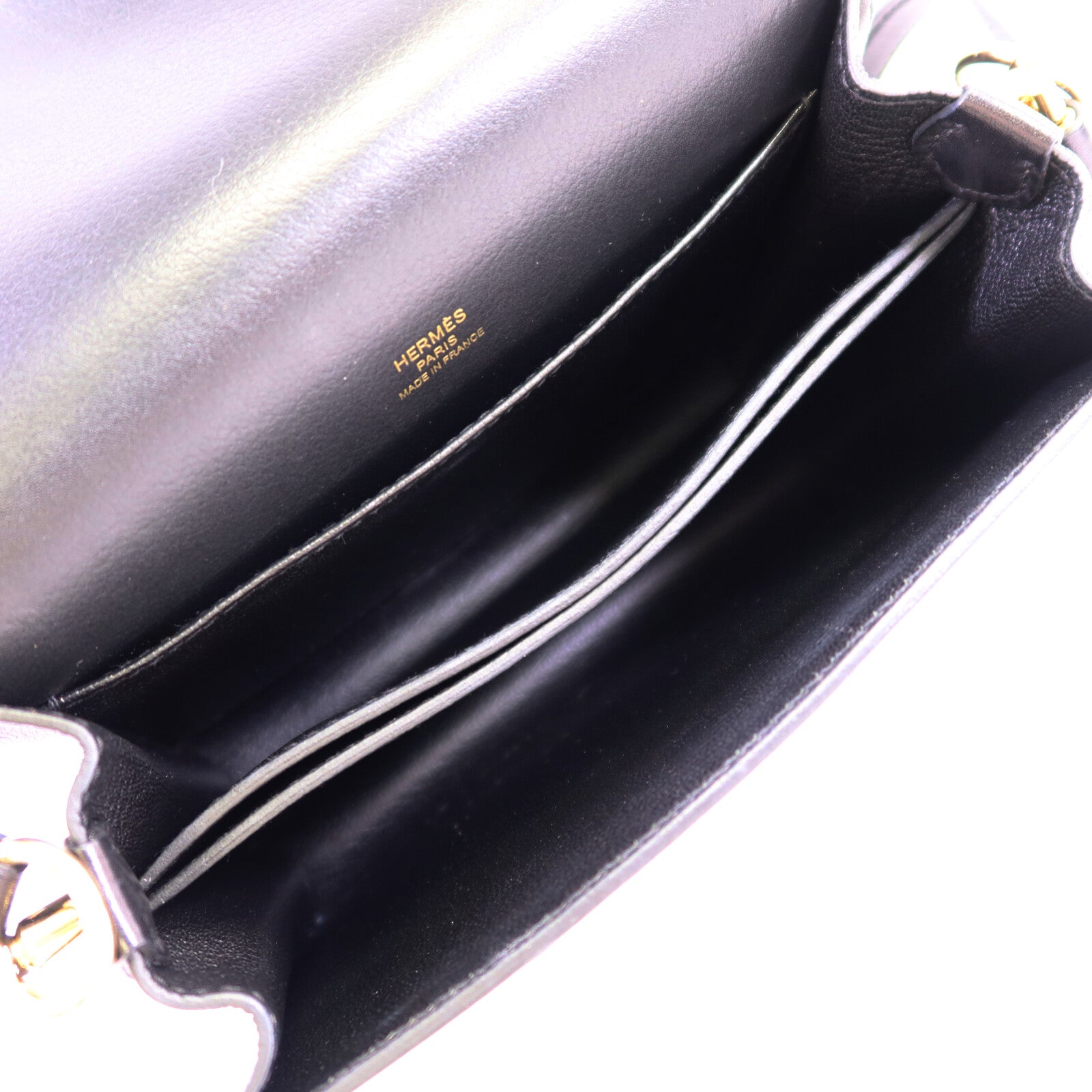 HERMES Allegro皮革Roulis Mini金扣肩背袋Noir