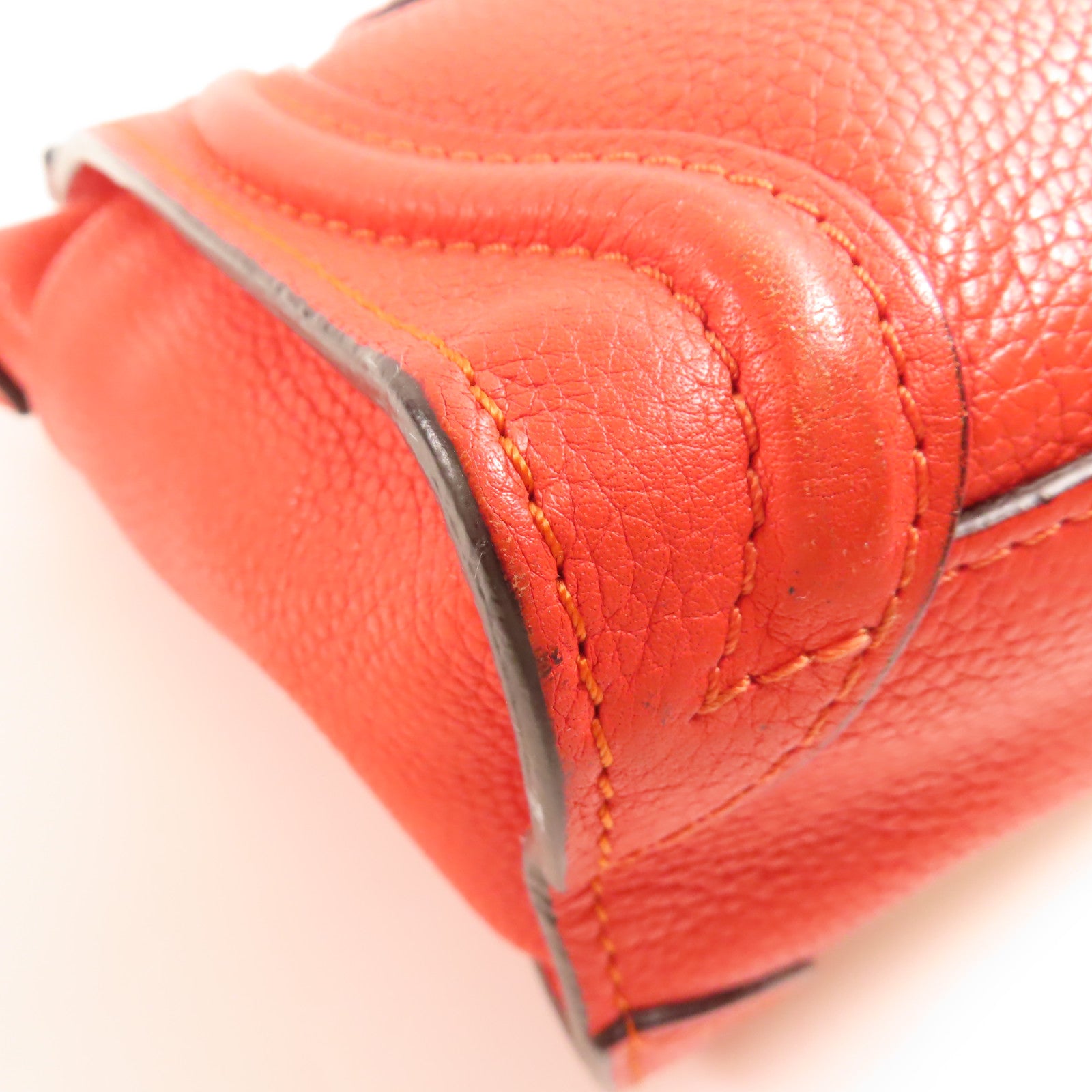 CELINE 牛皮皮革Nano Luggage銀扣手挽肩背兩用袋紅色