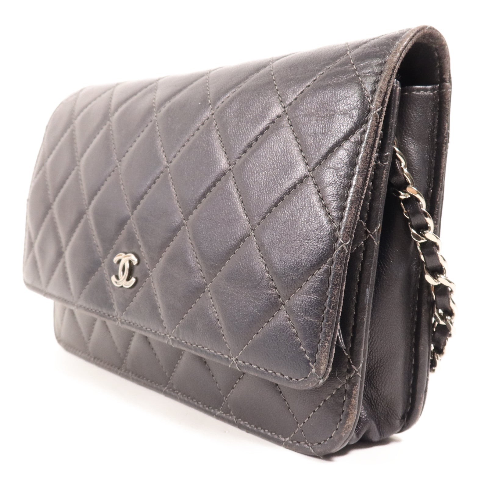 CHANEL 羊皮皮革WOC Wallet On Chain銀扣鏈帶肩背袋