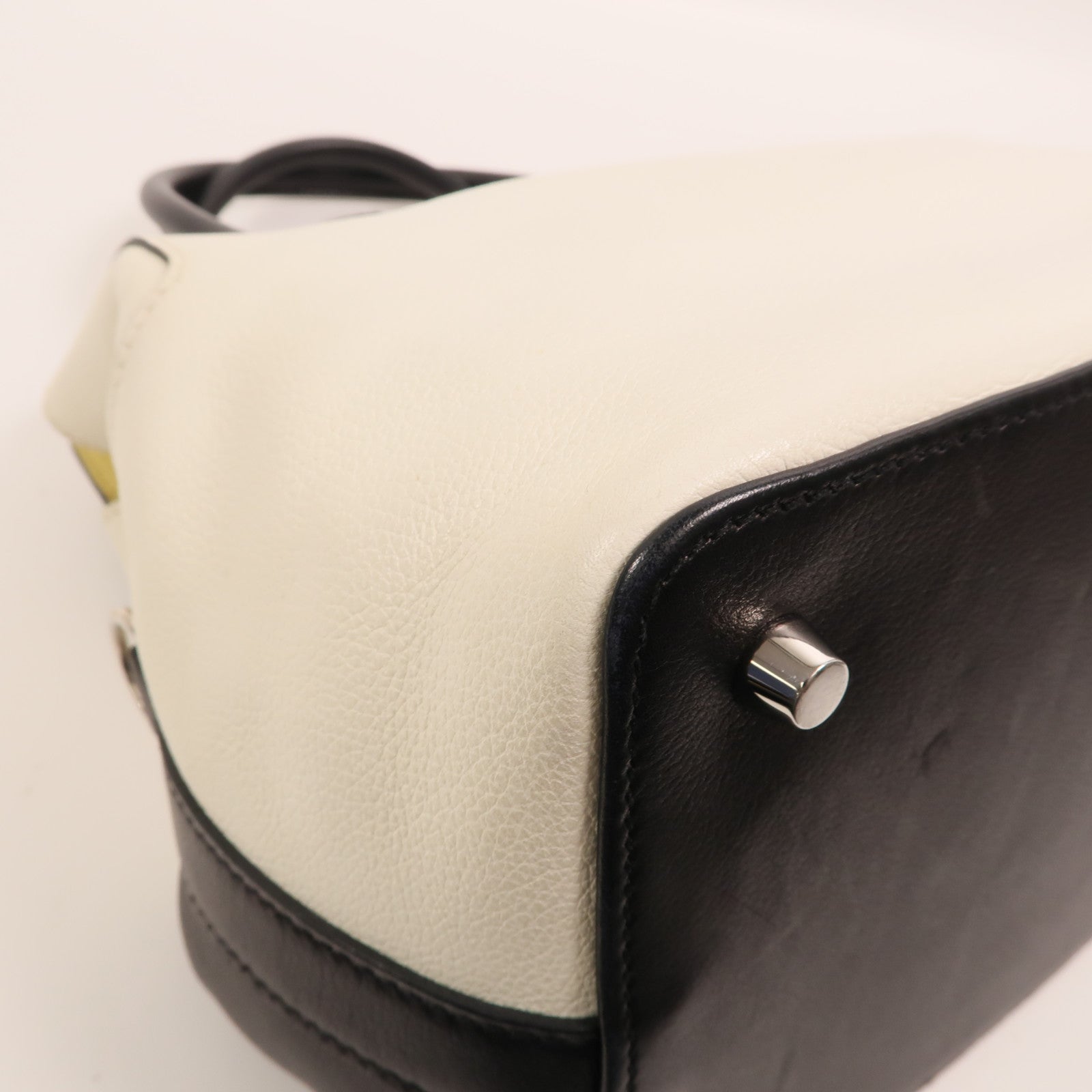HERMES Evercolor皮革Toolbox 20銀扣手挽肩背兩用袋Blanc/Noir/Jaune Poussin