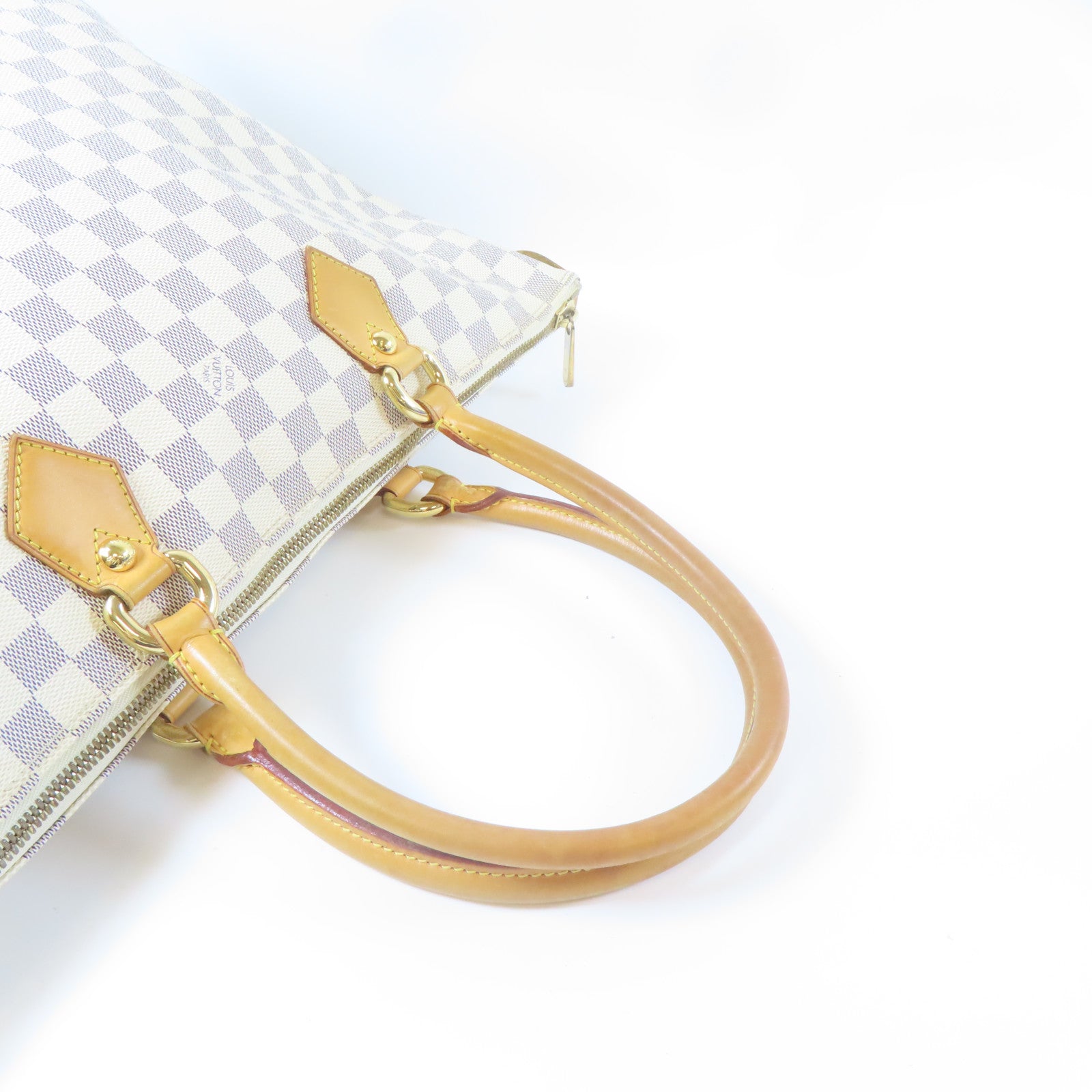 LOUIS VUITTON 【激減優惠】Damier Azur Saleya MM金扣肩背袋白色