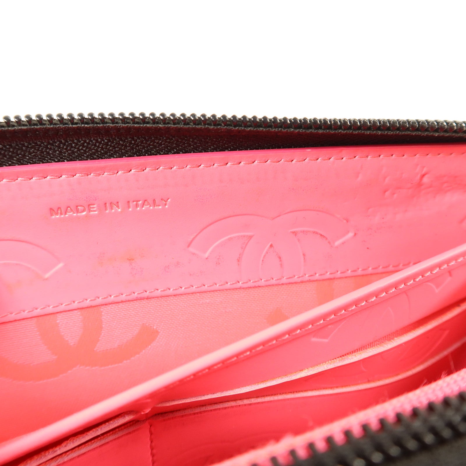 CHANEL 牛皮皮革Cambon Long Round Wallet銀扣長錢包