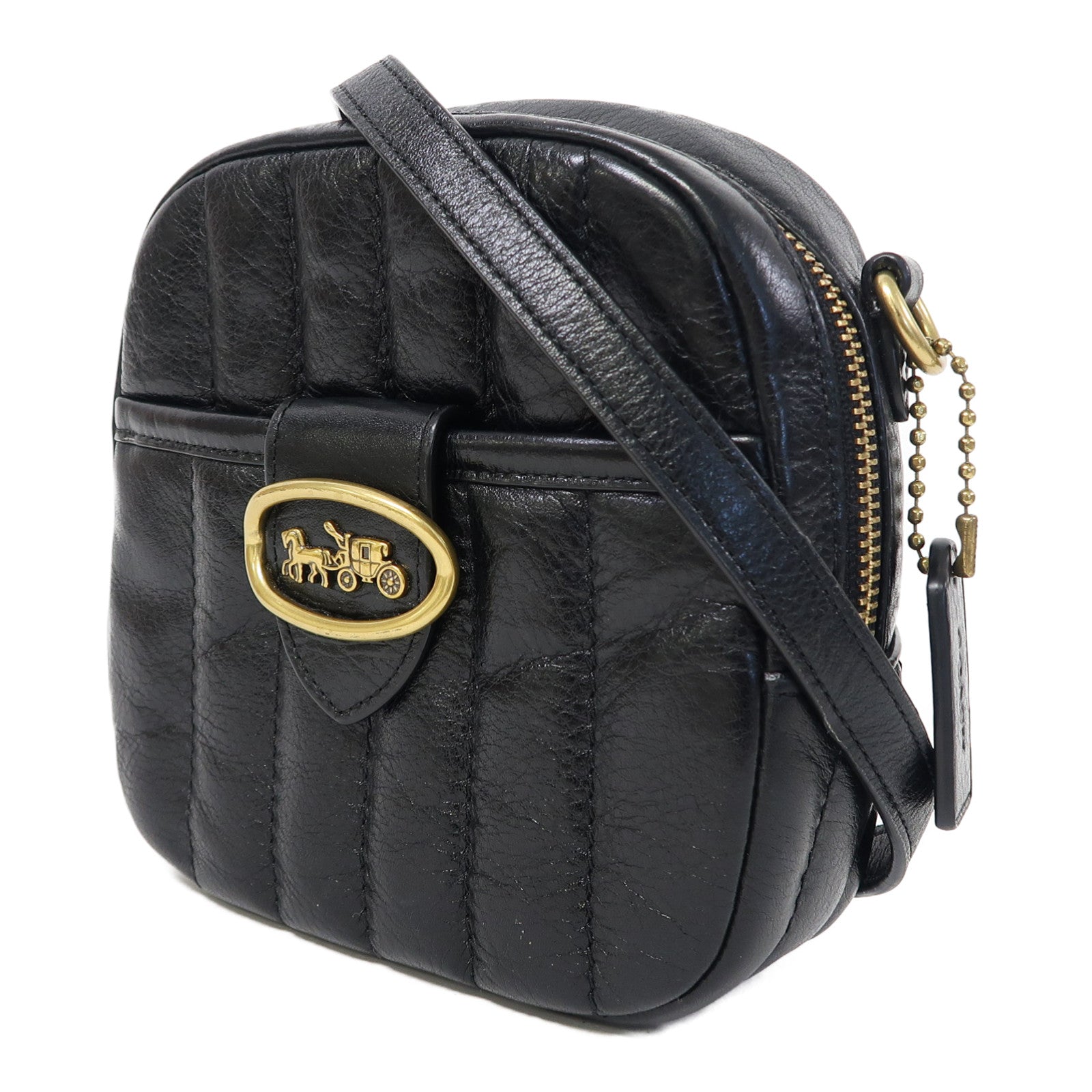 COACH 牛皮皮革Shoulder Bag金扣肩背袋黑色