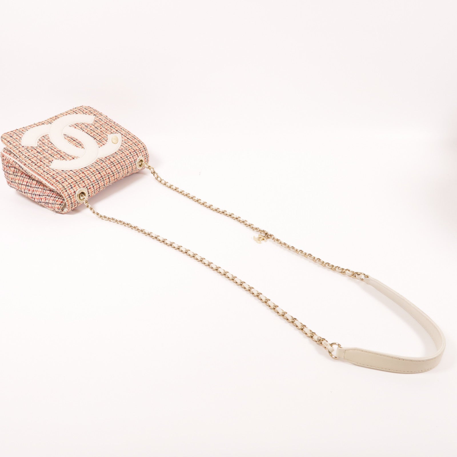 CHANEL 粗花呢Mania Camera Bag金扣鏈帶肩背袋