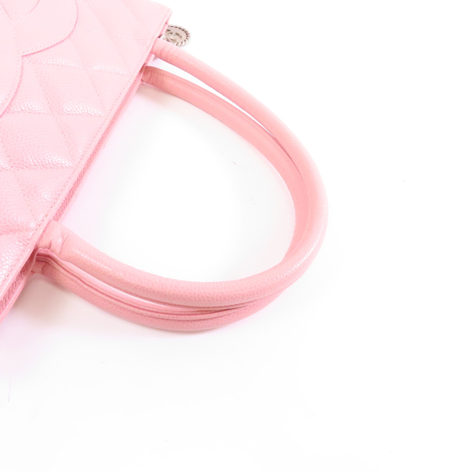 CHANEL 菱格Caviar皮革Tote Bag金扣手挽袋粉紅色