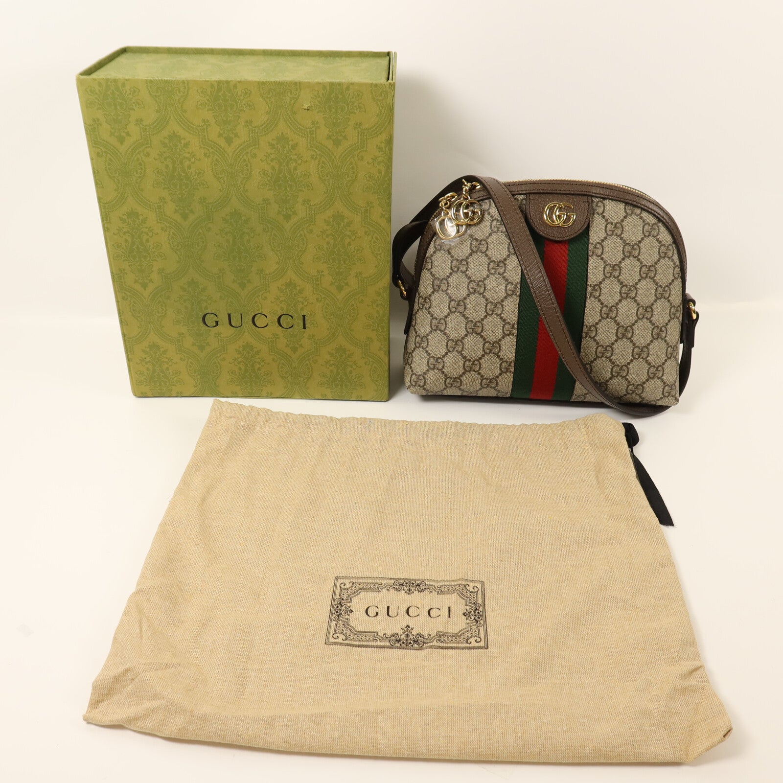 GUCCI 塗層帆布Ophidia GG金扣肩背袋