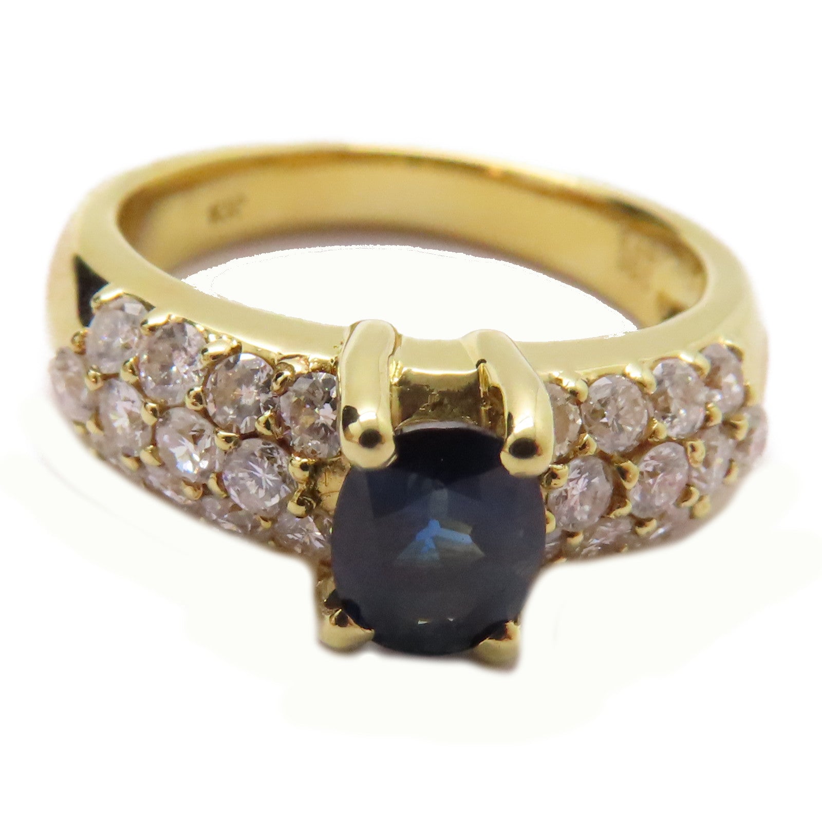 JEWELRY 18K黃金Sapphire Diamond Ring 0.96ct藍寶石/0.78ct鑽石戒指US#6.5