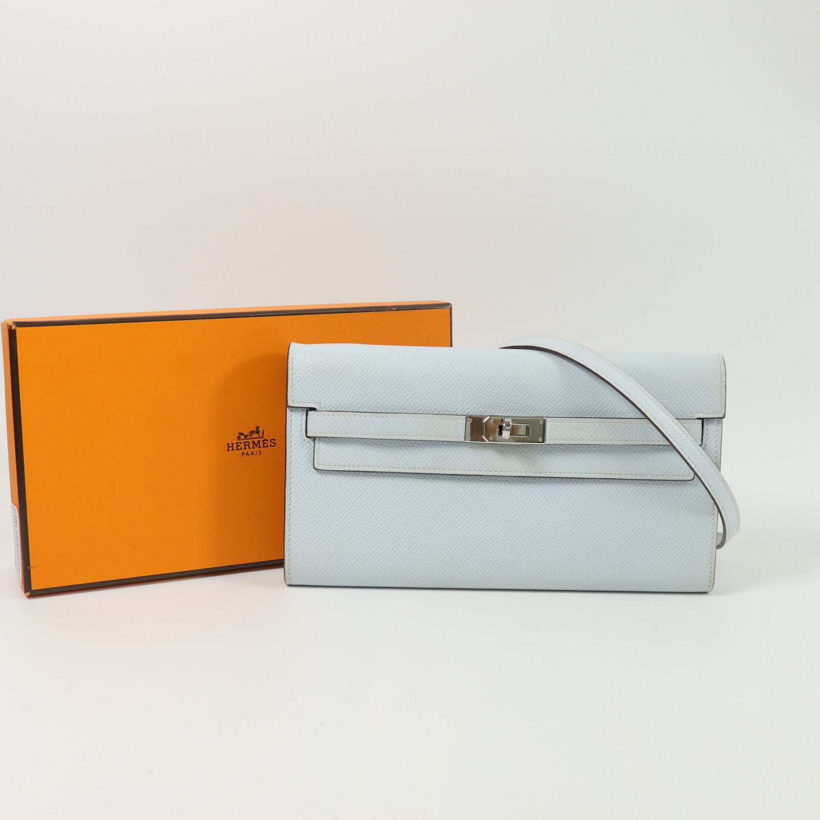 HERMES Epsom皮革Kelly To Go肩背袋Bleu Brume