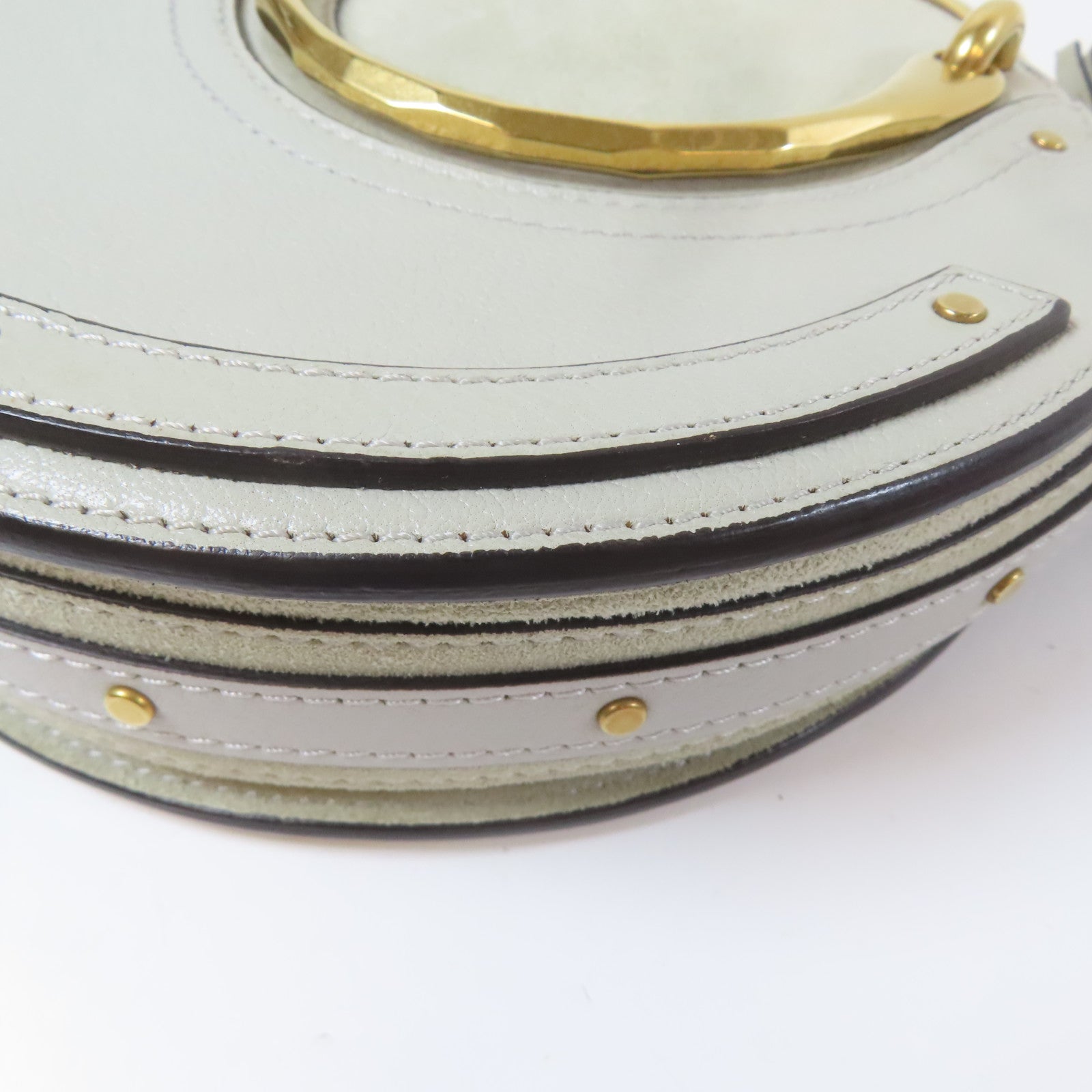 Chloe 牛皮皮革Shoulder Bag金扣肩背袋灰色