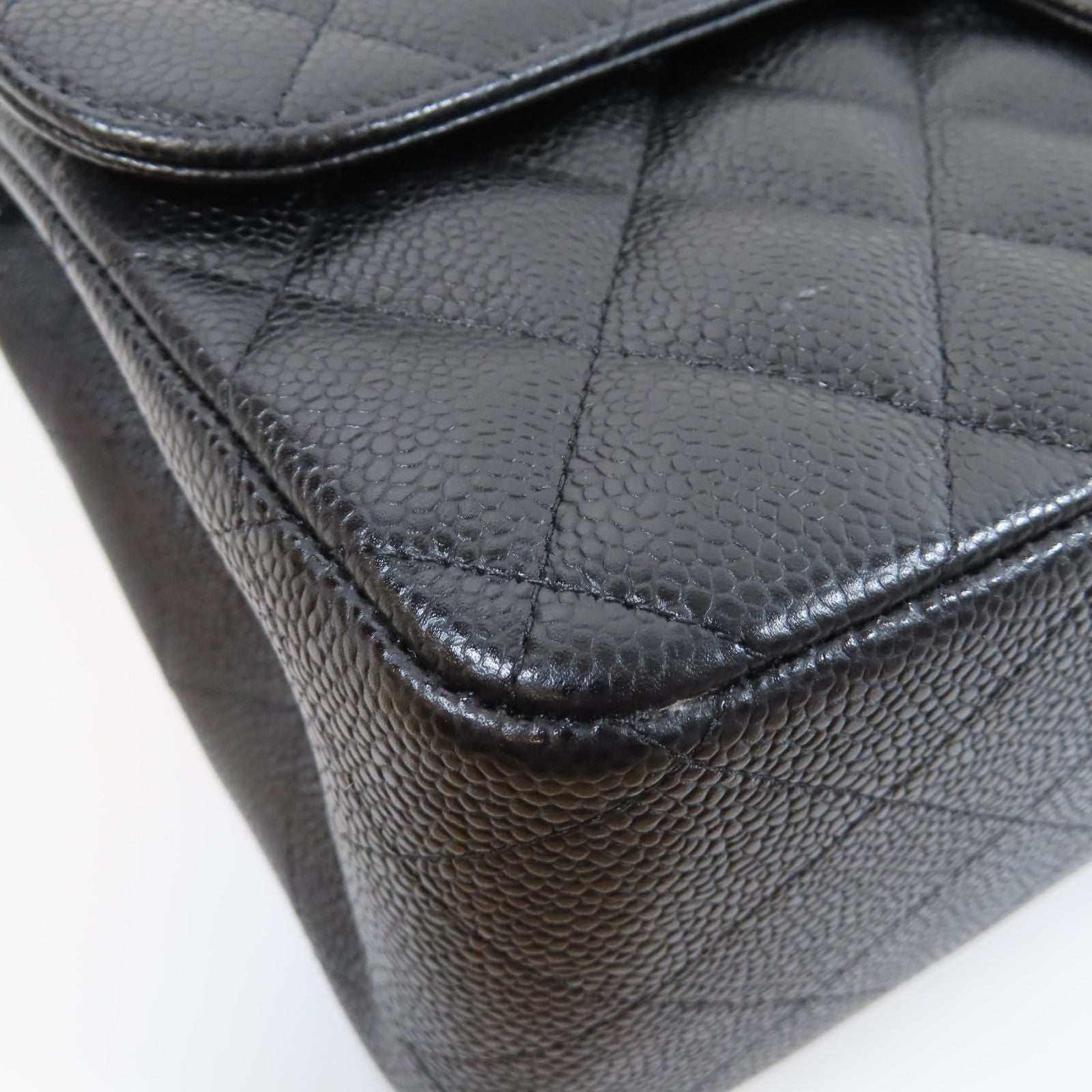 CHANEL 【清倉大減價】菱格Caviar皮革Classic Shoulder Bag金扣鏈帶肩背袋黑色