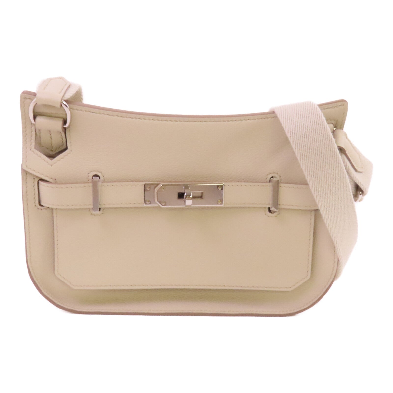 HERMES Togo皮革Mini Jypsiere銀扣肩背袋Beton