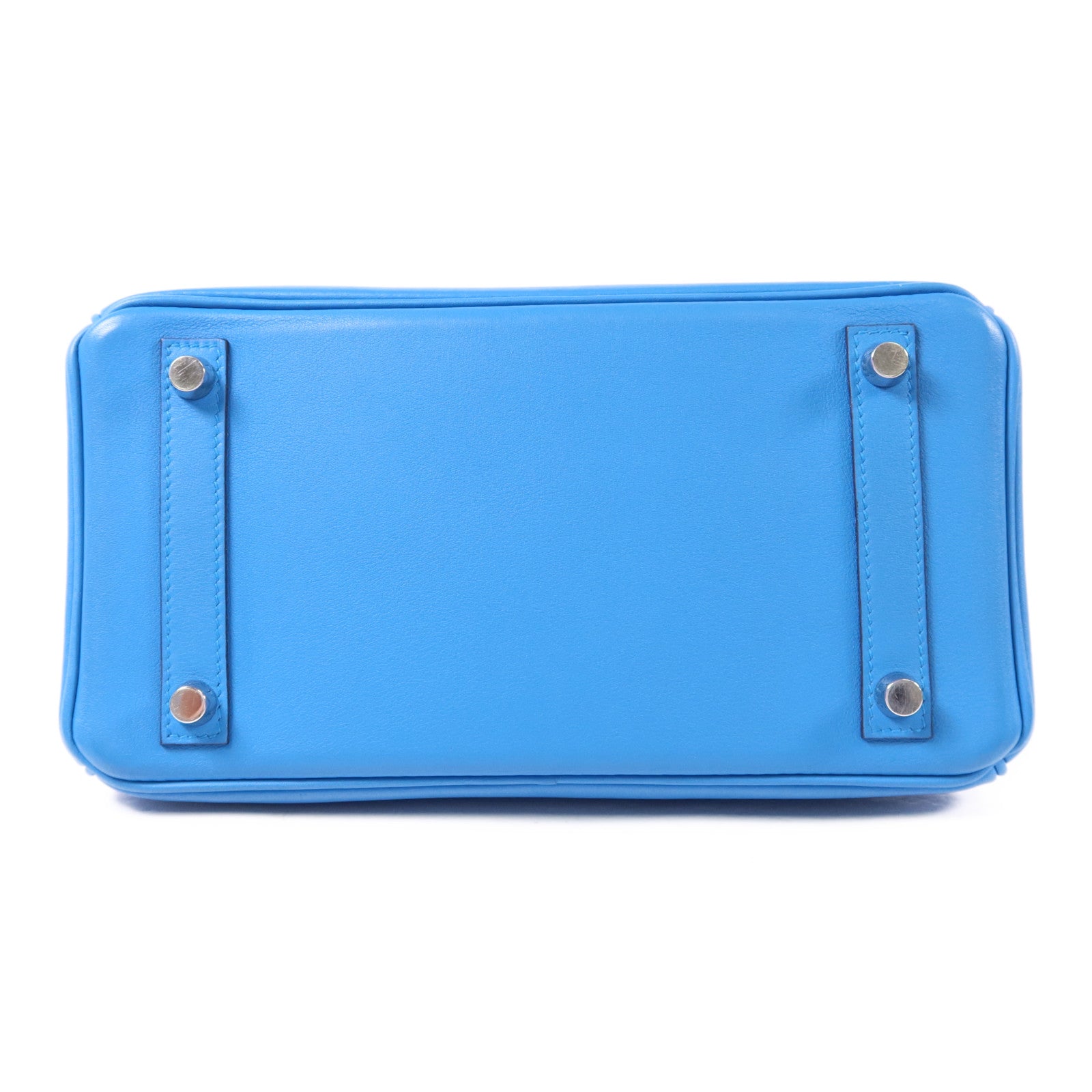 HERMES Swift皮革Birkin 25銀扣手挽袋Bleu Frida