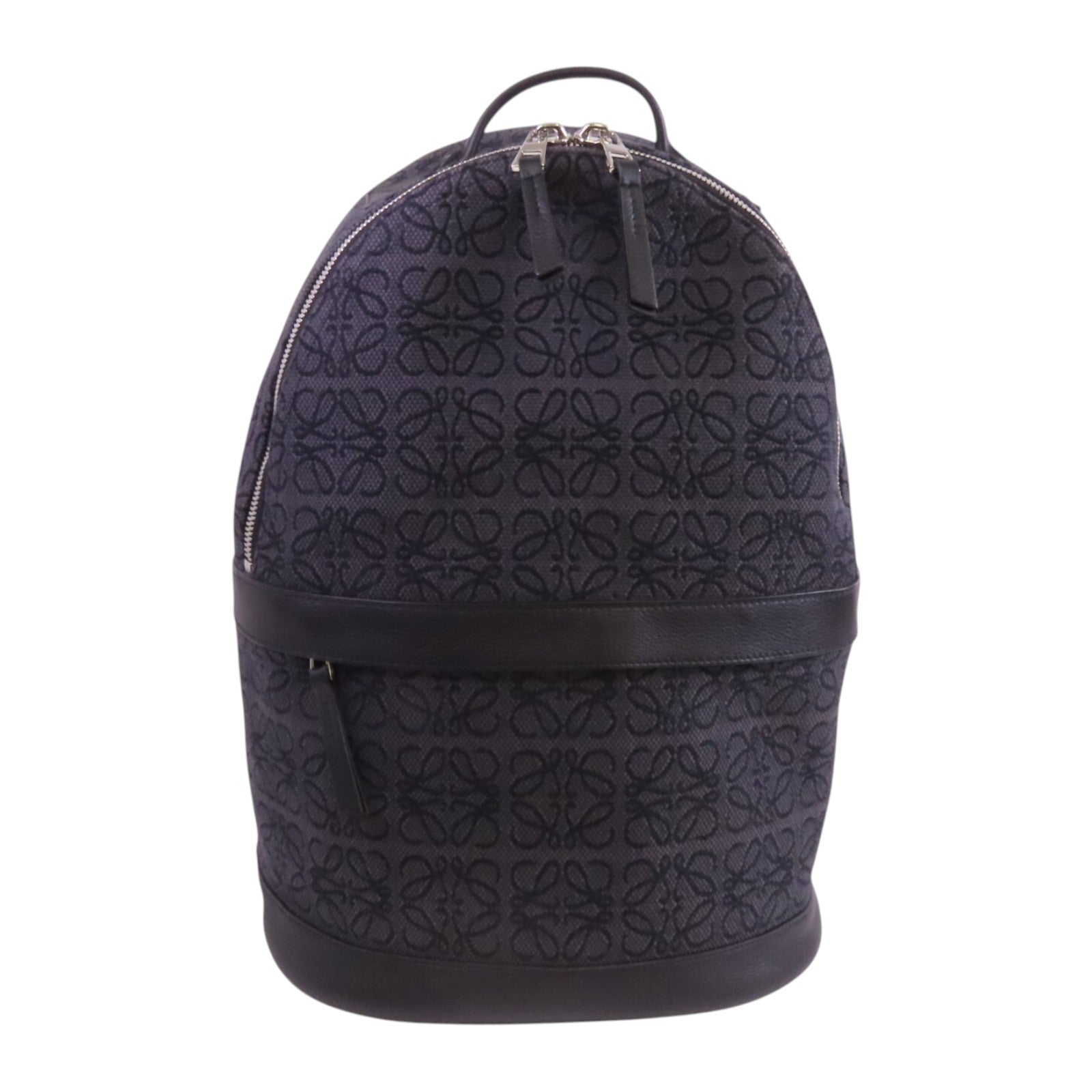 LOEWE 帆布/牛皮皮革Backpack銀扣背包